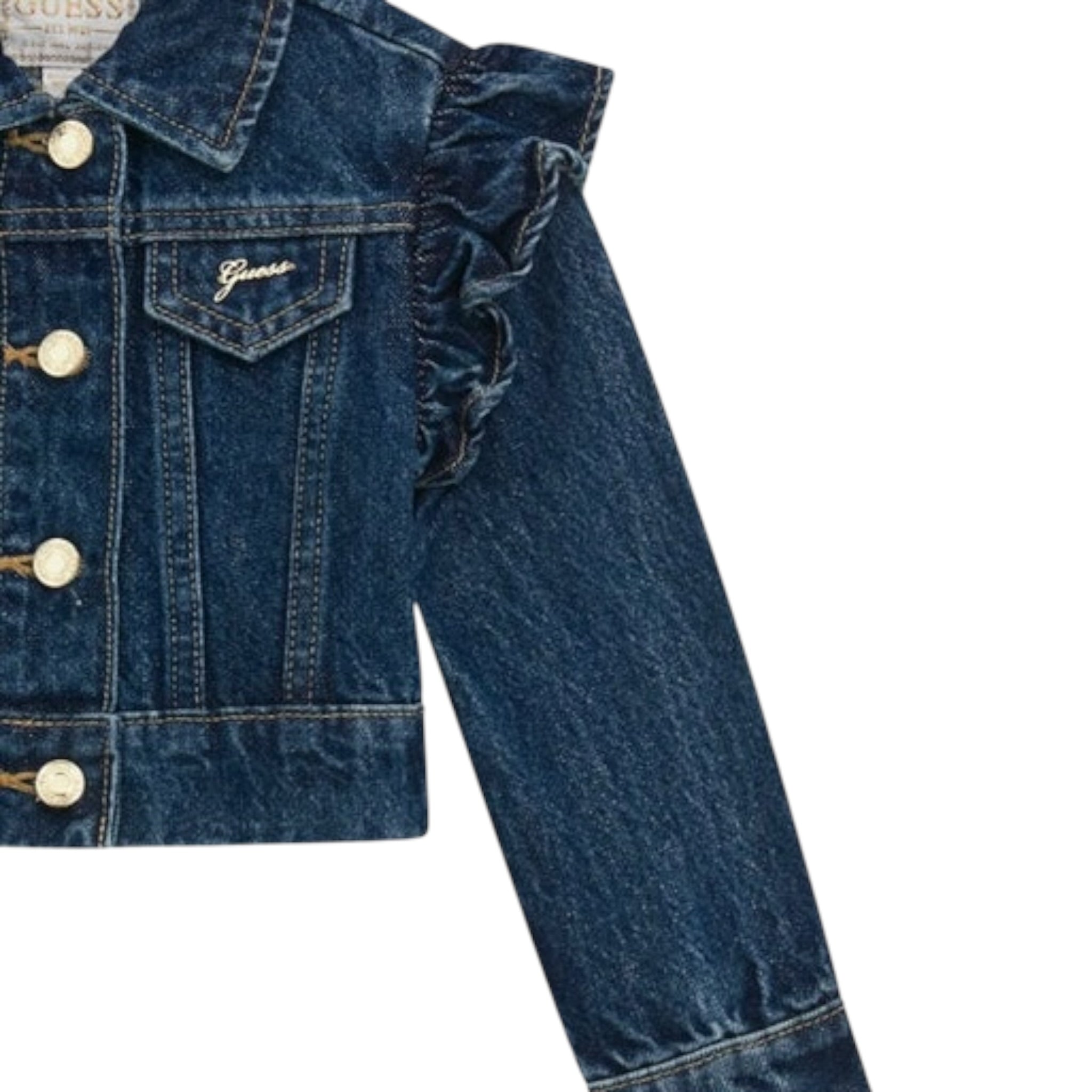 Guess Giubbino In Denim tinta unita con Brillantini Blu per Neonata K5RL00D5D90 BLU GUESS 