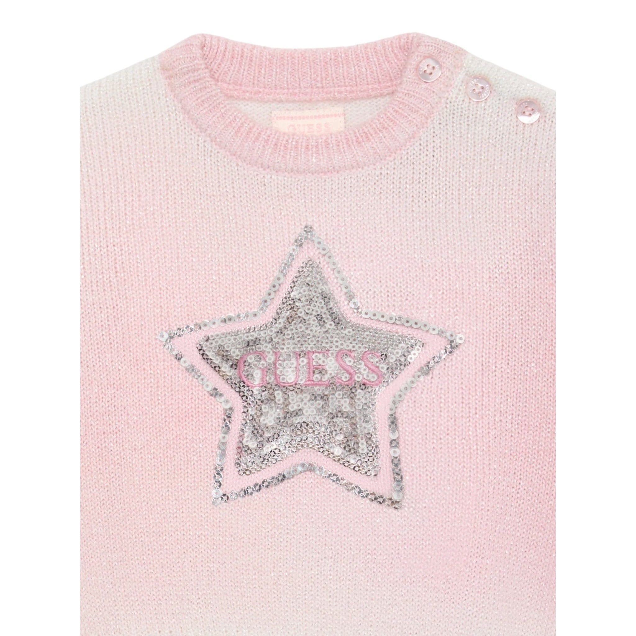 Guess Maglia tinta unita con Paillettes Rosa per Neonata K5YE07Z3OQ0 ROSA GUESS 