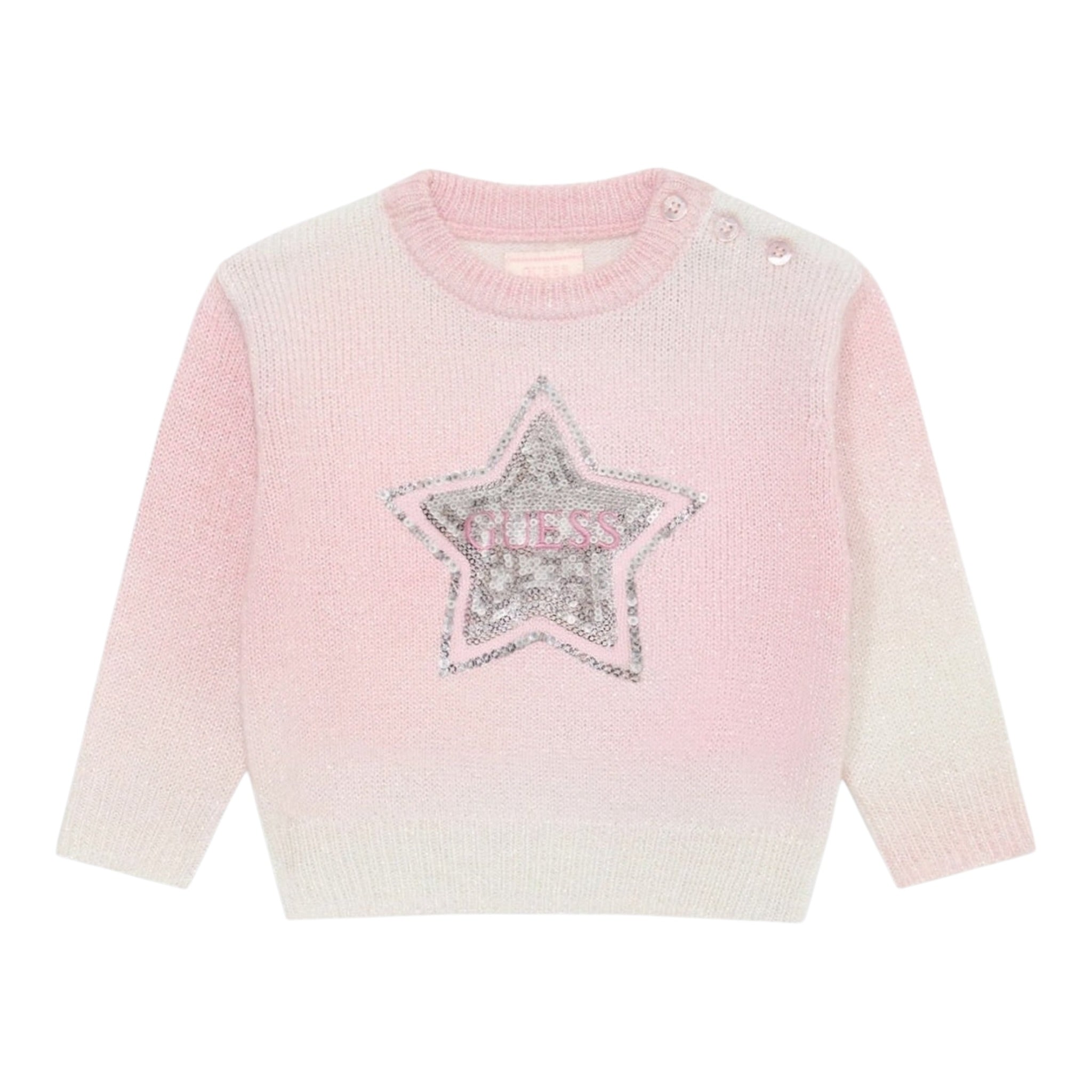 Guess Maglia tinta unita con Paillettes Rosa per Neonata K5YE07Z3OQ0 ROSA GUESS 
