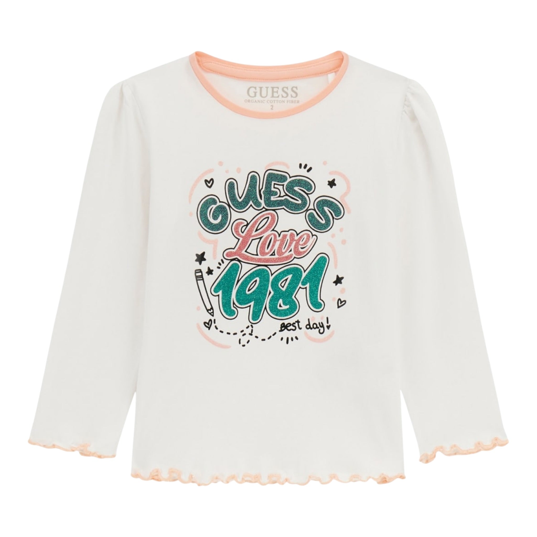 Guess Shirt tinta unita Girocollo con Stampa Bianco per Bambina K5YI14K6YW4 BIANCO GUESS 