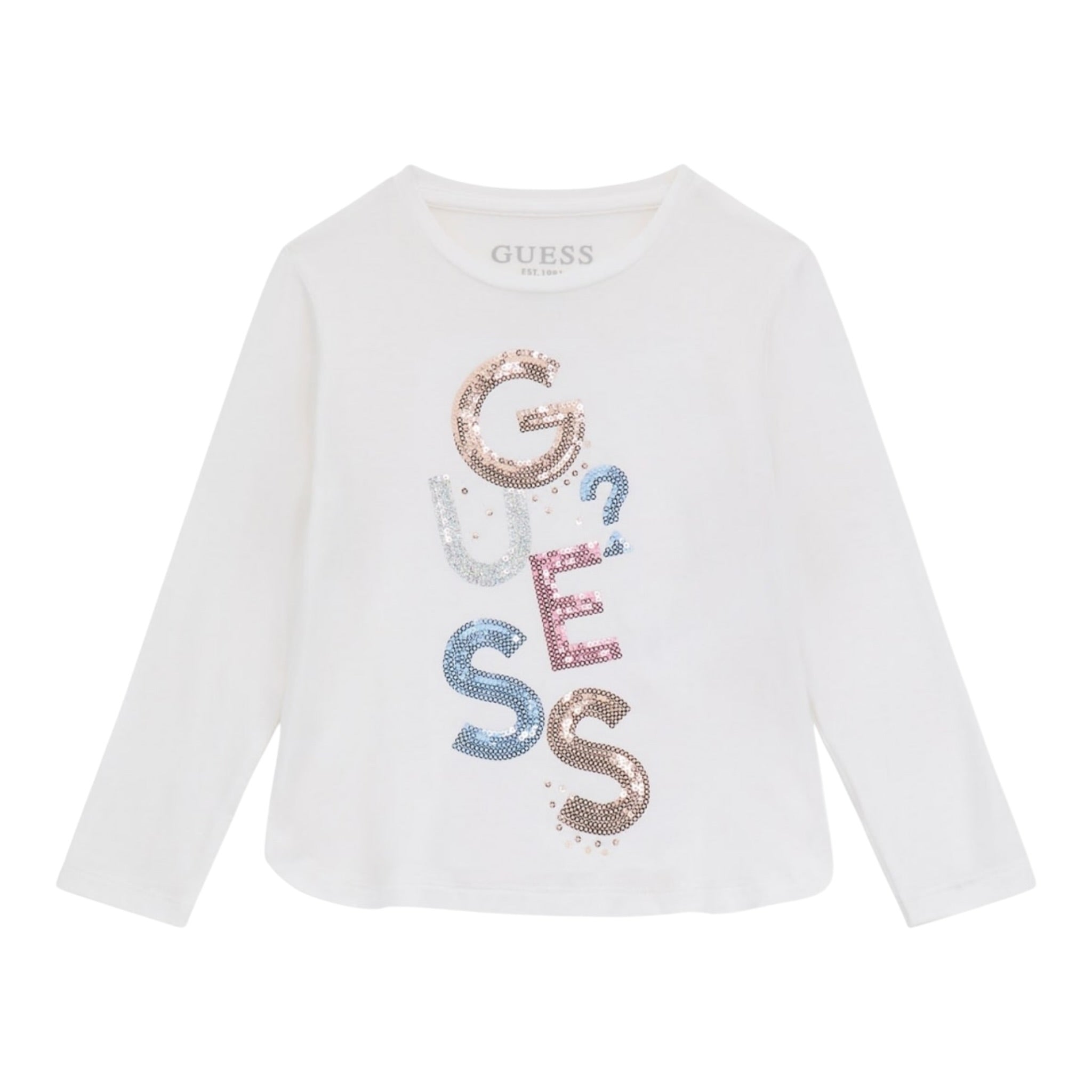 Guess Shirt Girocollo tinta unita con Paillettes Panna per Neonata K5YI26KAPO0XXN PANNA GUESS 