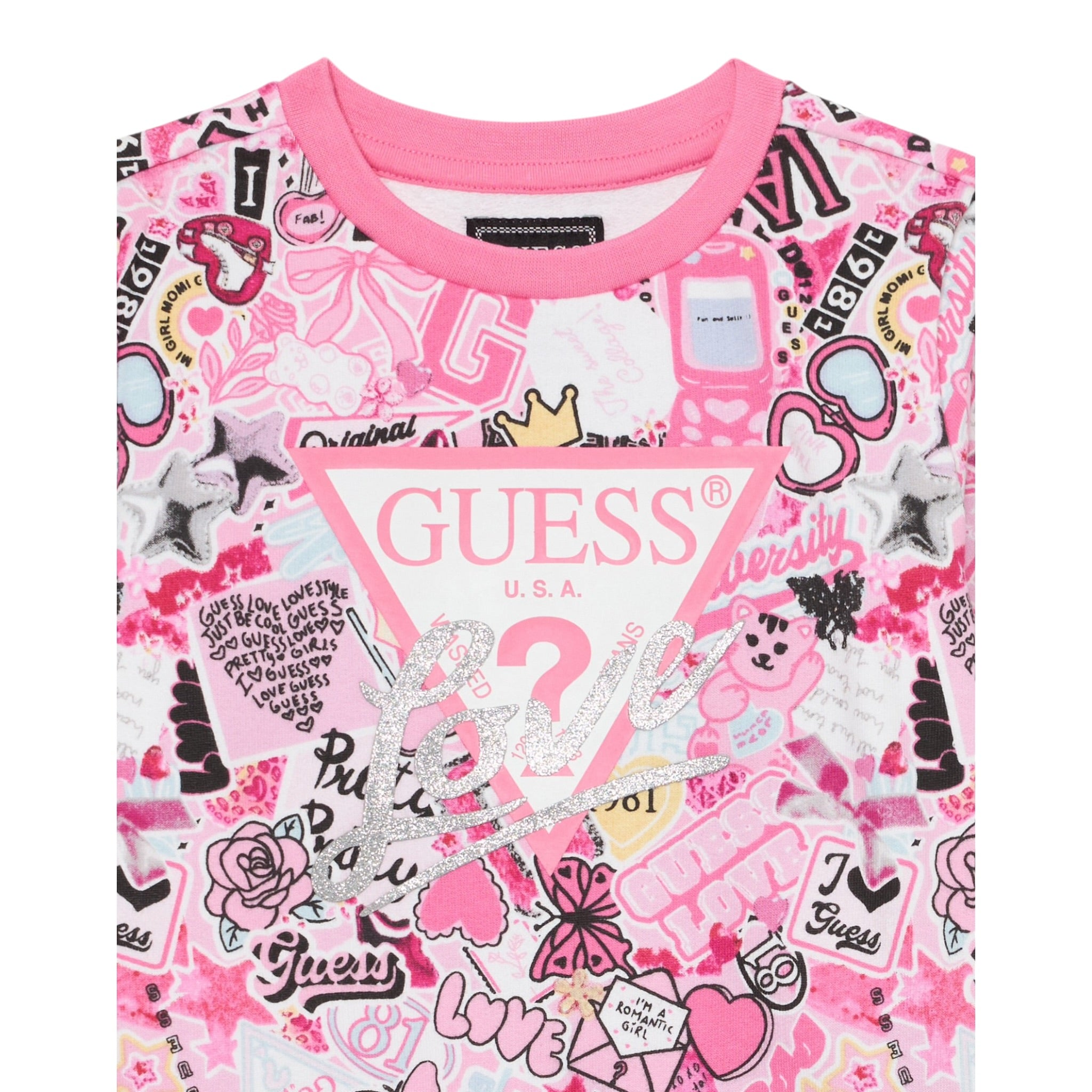Guess Felpa Chiusa Girocollo tinta unita Stampa Fantasia Rosa per Bambina K5YQ02KA6R4JJ ROSA GUESS 