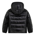 Guess Giubbino tinta unita con Zip E Cappuccio Nero per Bambino L5BL12WEGY0 NERO GUESS 