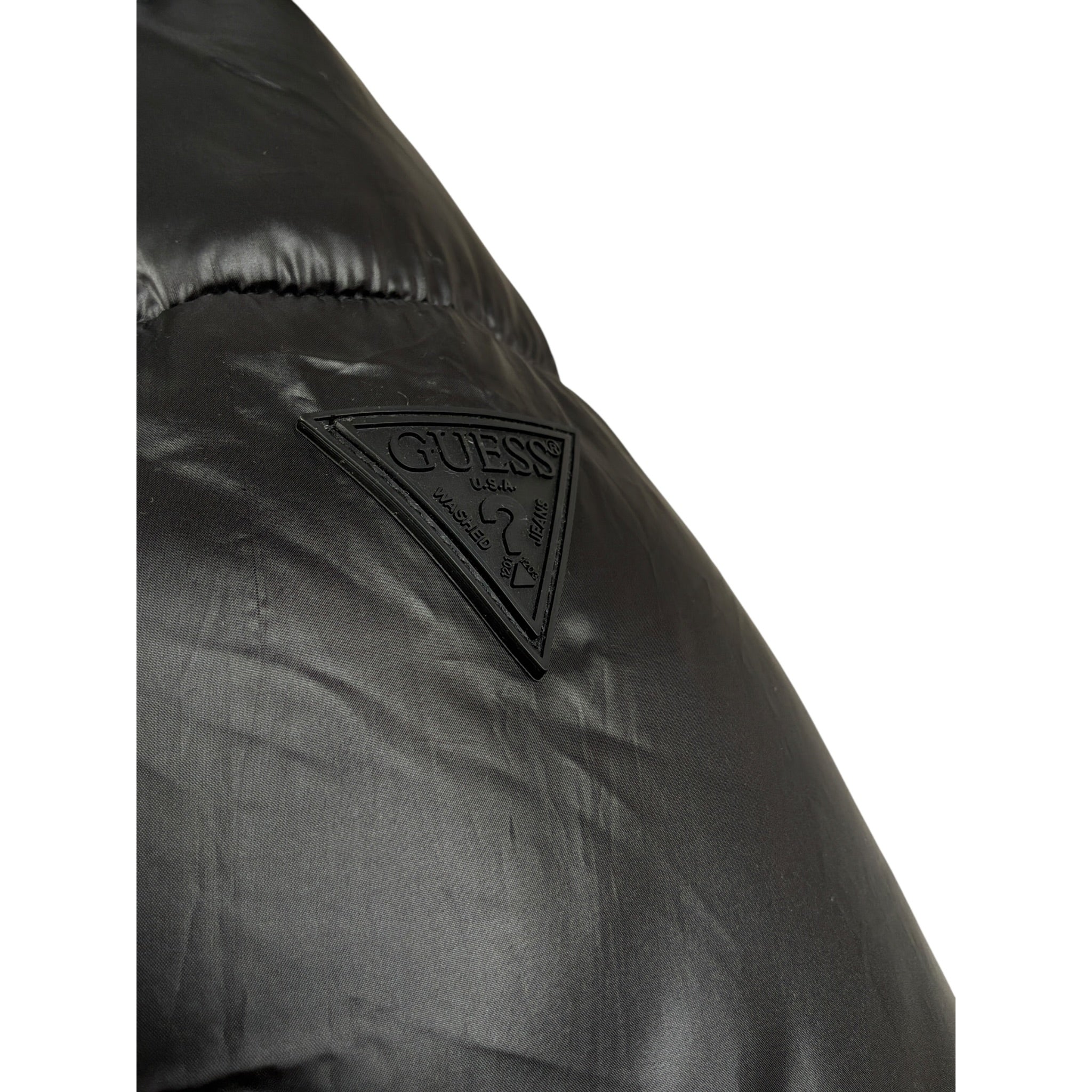 Guess Giubbino tinta unita con Zip E Cappuccio Nero per Bambino L5BL12WEGY0 NERO GUESS 