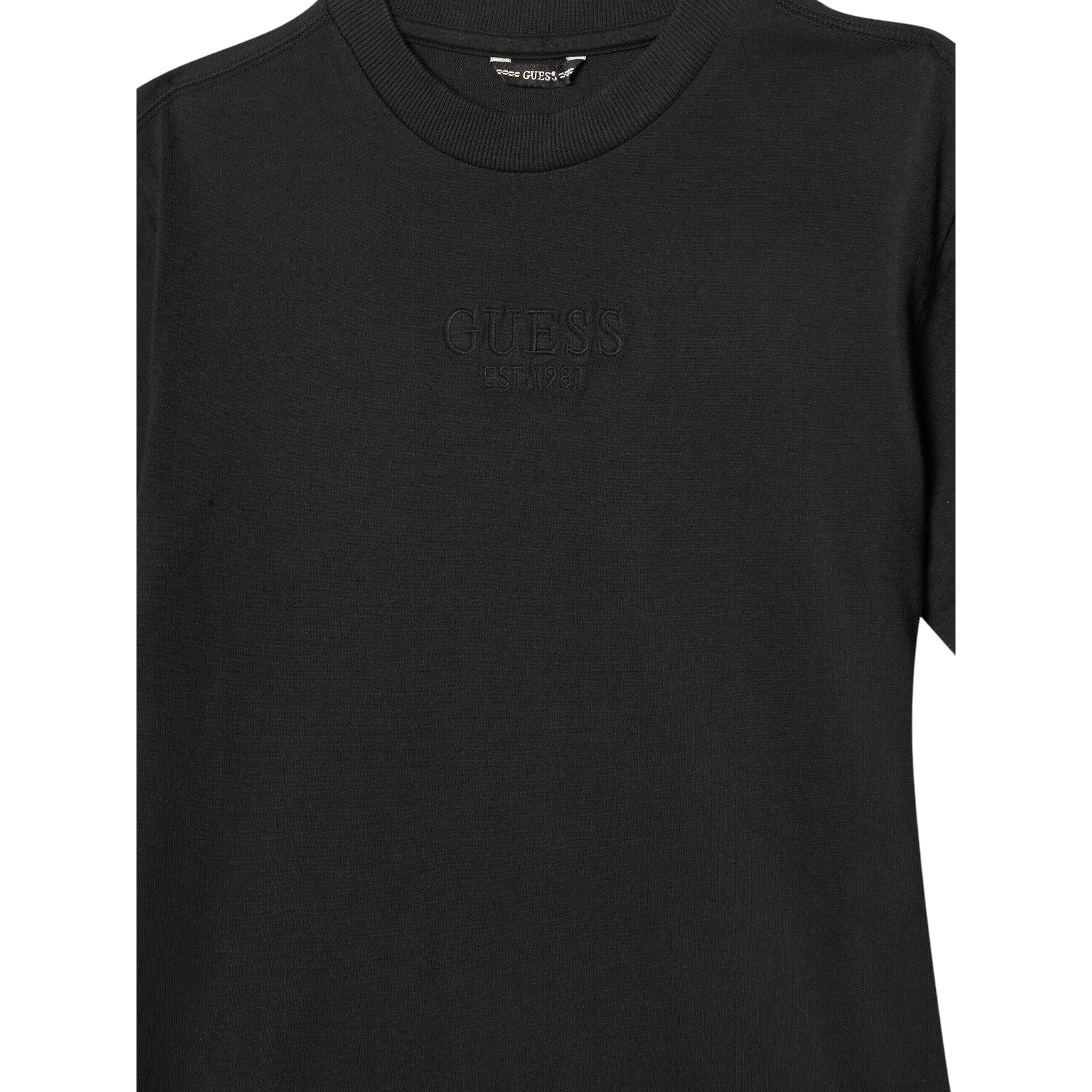 Guess T-Shirt Giocollo tinta unita con Stampa Nero per Bambino L5RI36K8HM4X NERO GUESS 