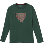 Guess Shirt Girocollo tinta unita con Stampa Verde per Bambino L5Y27K8HM4 VERDE GUESS 