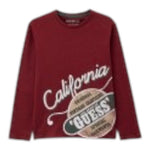 Guess Shirt tinta unita Girocollo con Stampa Bordeaux per Bambino L5YI26K8HM4 BORDEAUX GUESS 