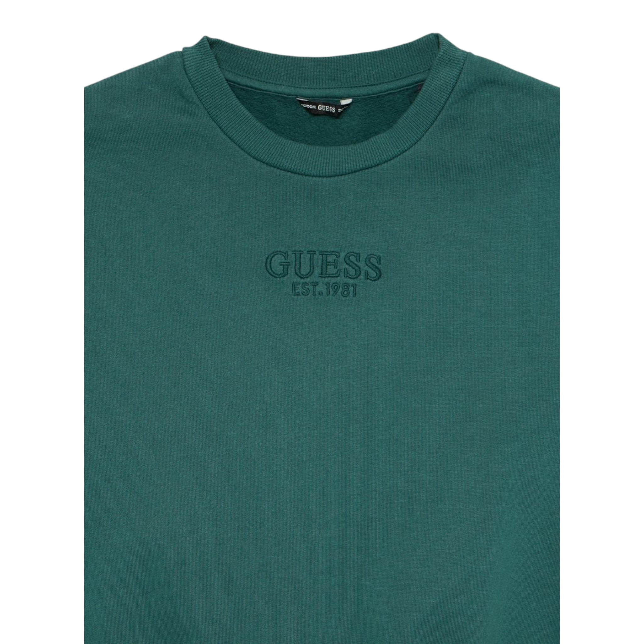 Guess Felpa Chiusa Girocollo tinta unita con Logo Verde per Bambino L5YQ22KAV34 VERDE GUESS 