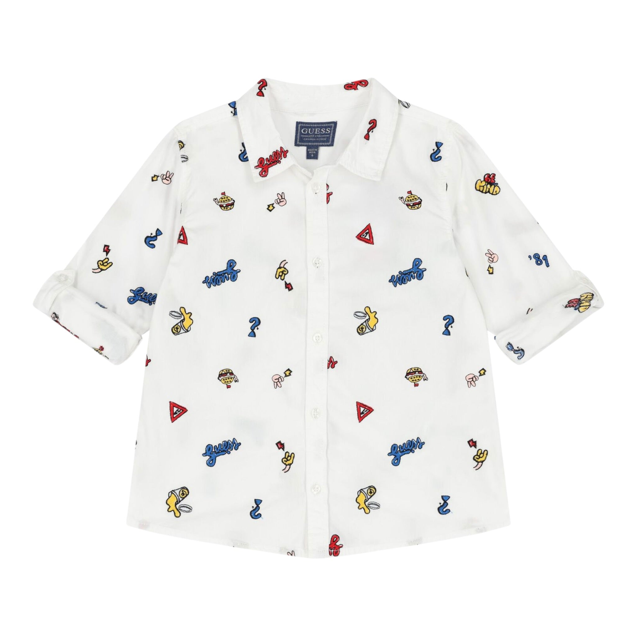 Guess Camicia tinta unita con Applicazioni Bianco per Neonato N4YH00WBHQ0N BIANCO GUESS 