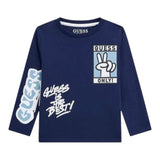 Guess Shirt tinta unita con Stampa Blu per Neonato N5BI05I3Z14 BLU GUESS 
