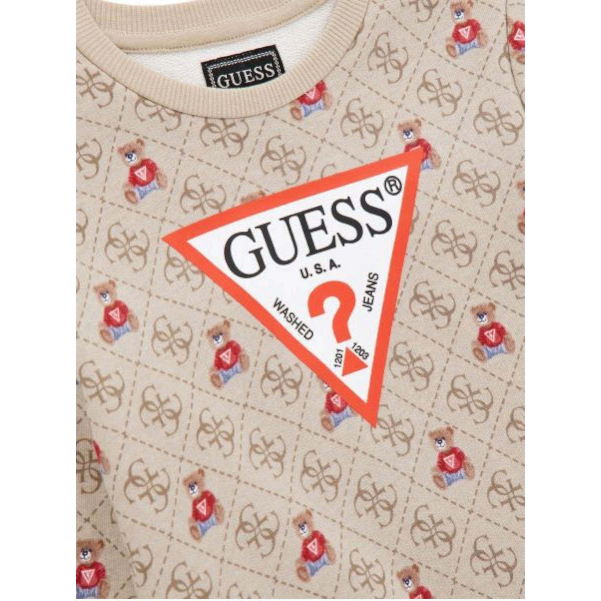 Guess Felpa tinta unita con Fantasia Beige per Neonato N5BQ05KAD744 BEIGE GUESS 