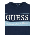 Guess Maglia Girocollo tinta unita con Logo Blu per Bambino N5BR03Z32N0X BLU GUESS 