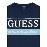 Guess Maglia Girocollo tinta unita con Logo Blu per Bambino N5BR03Z32N0X BLU GUESS 