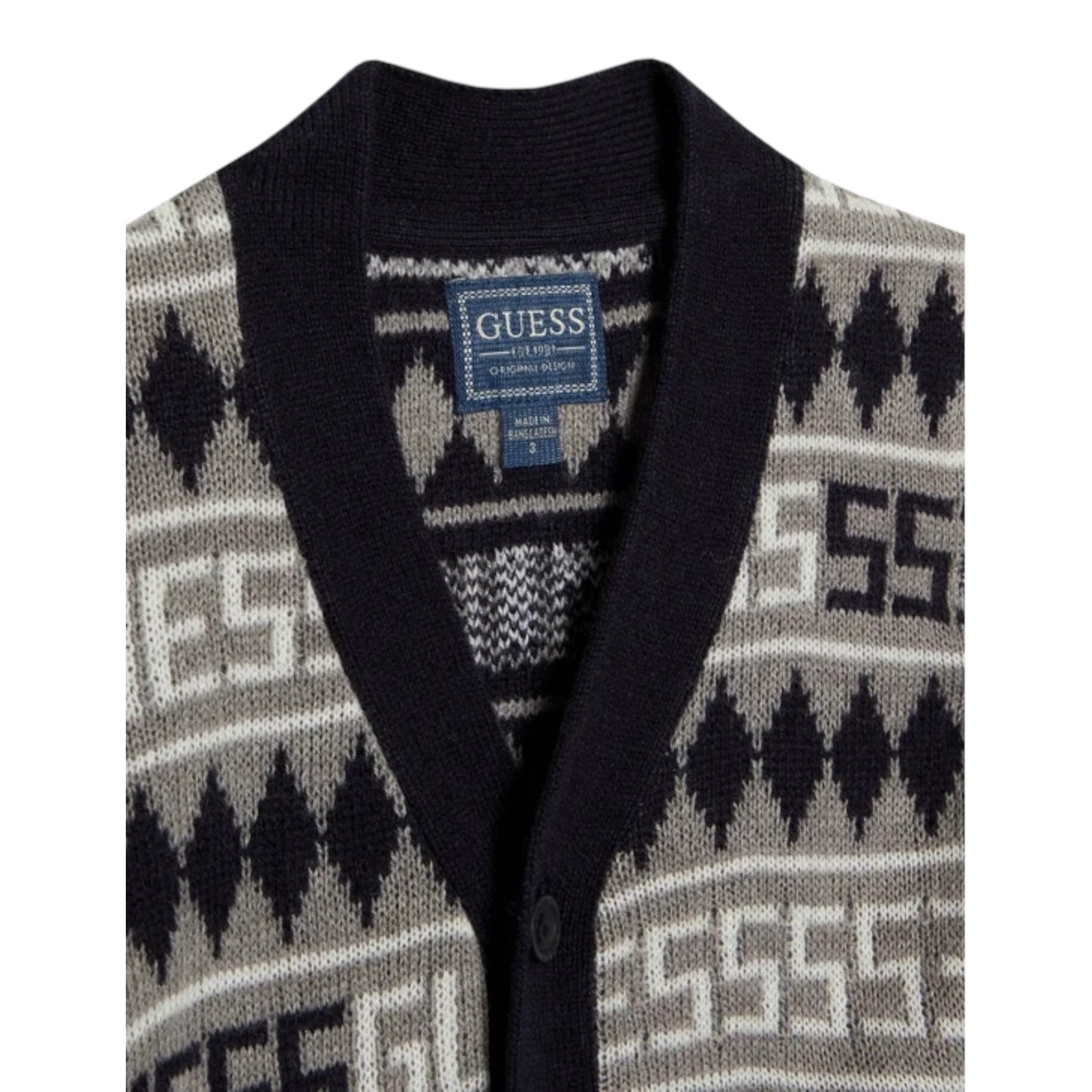Guess Cardigan Bicolore con Loghi Bianco per Bambino N5BR06Z2BB0XJ BIANCO GUESS 