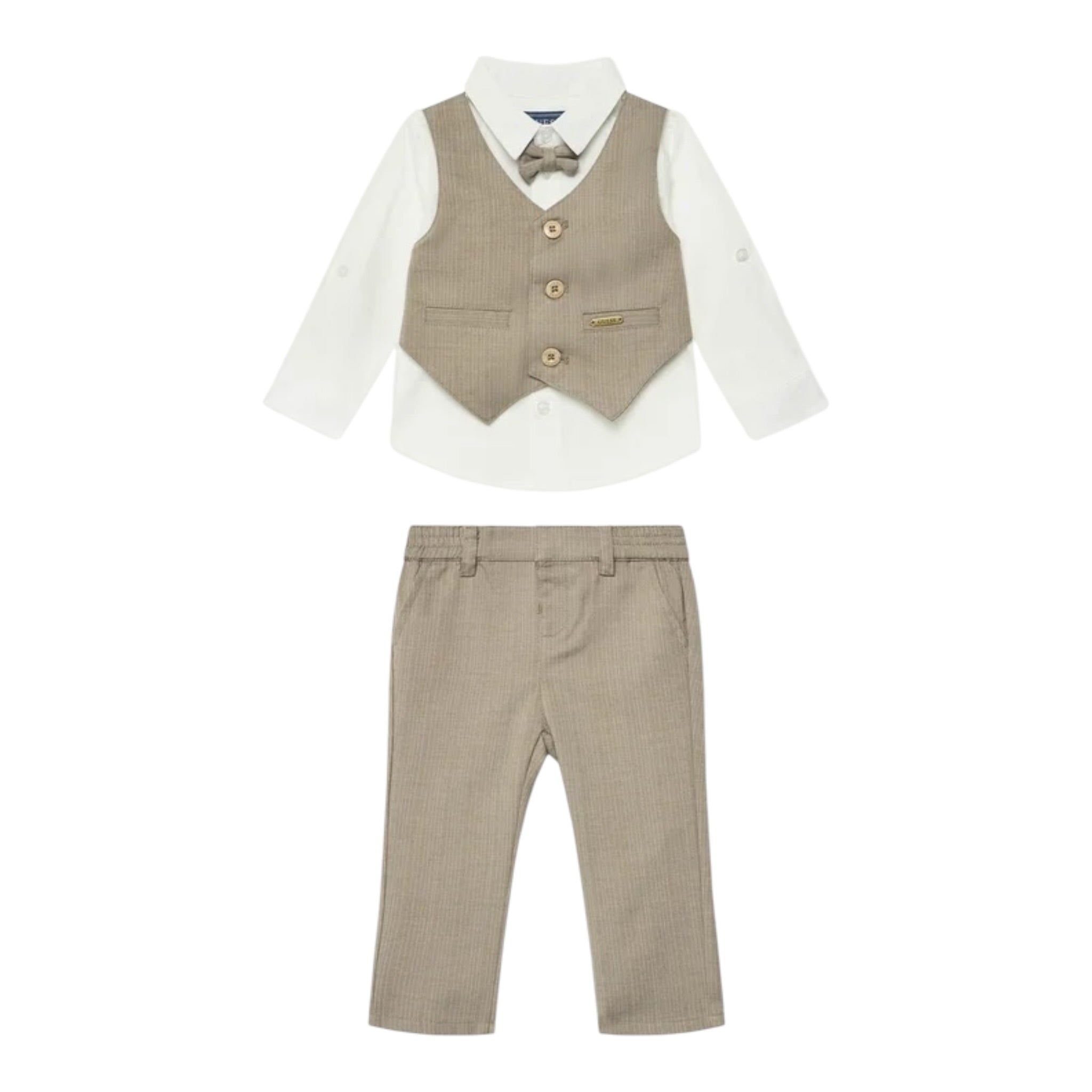 Guess Completo 2Pz Pantalone tinta unita con Elastico In Vita-Camicia Fango per Bambino N5RG03 FANGO GUESS 