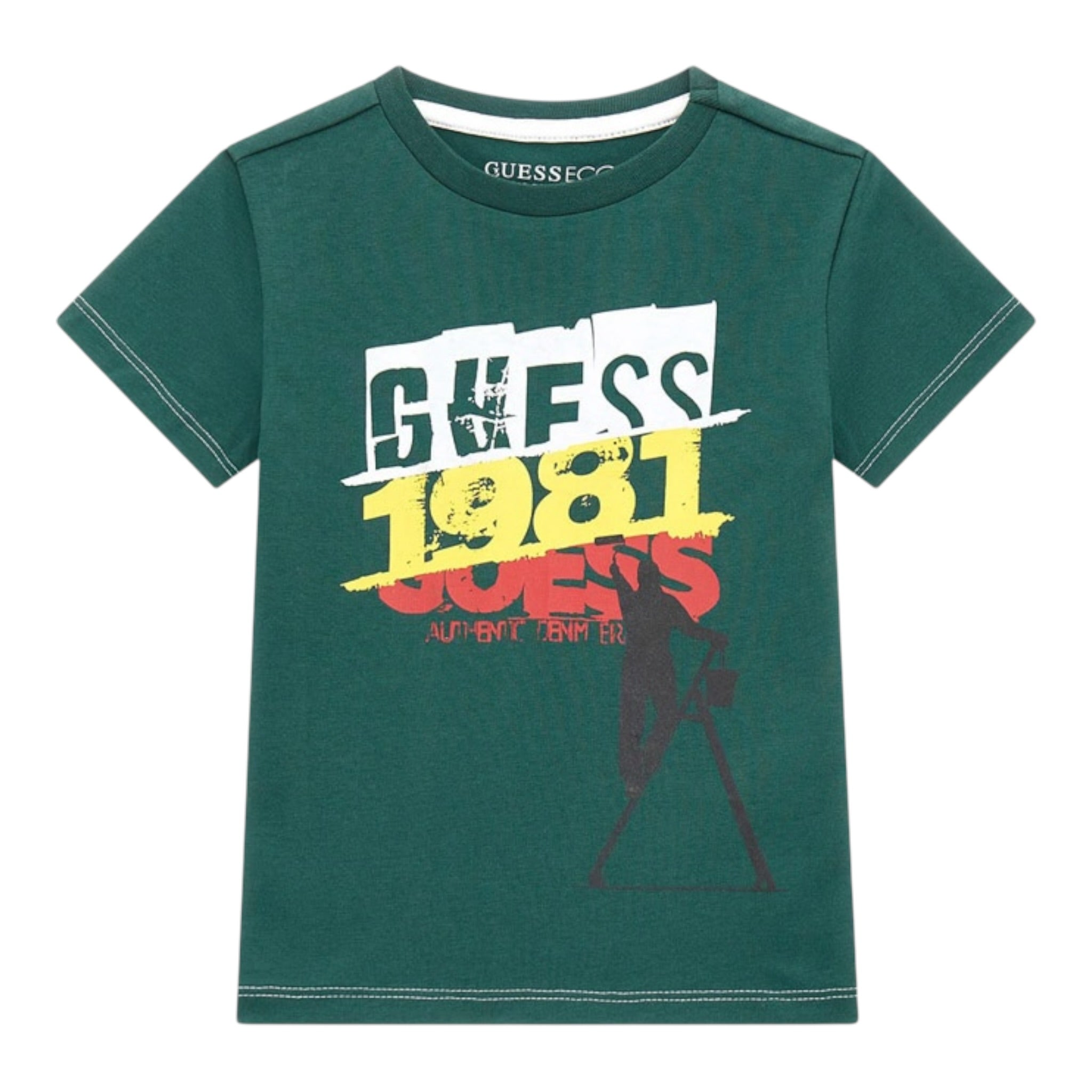 Guess T-Shirt tinta unita con Stampa Verde per Bambino N5RI02K8HM4 VERDE GUESS 