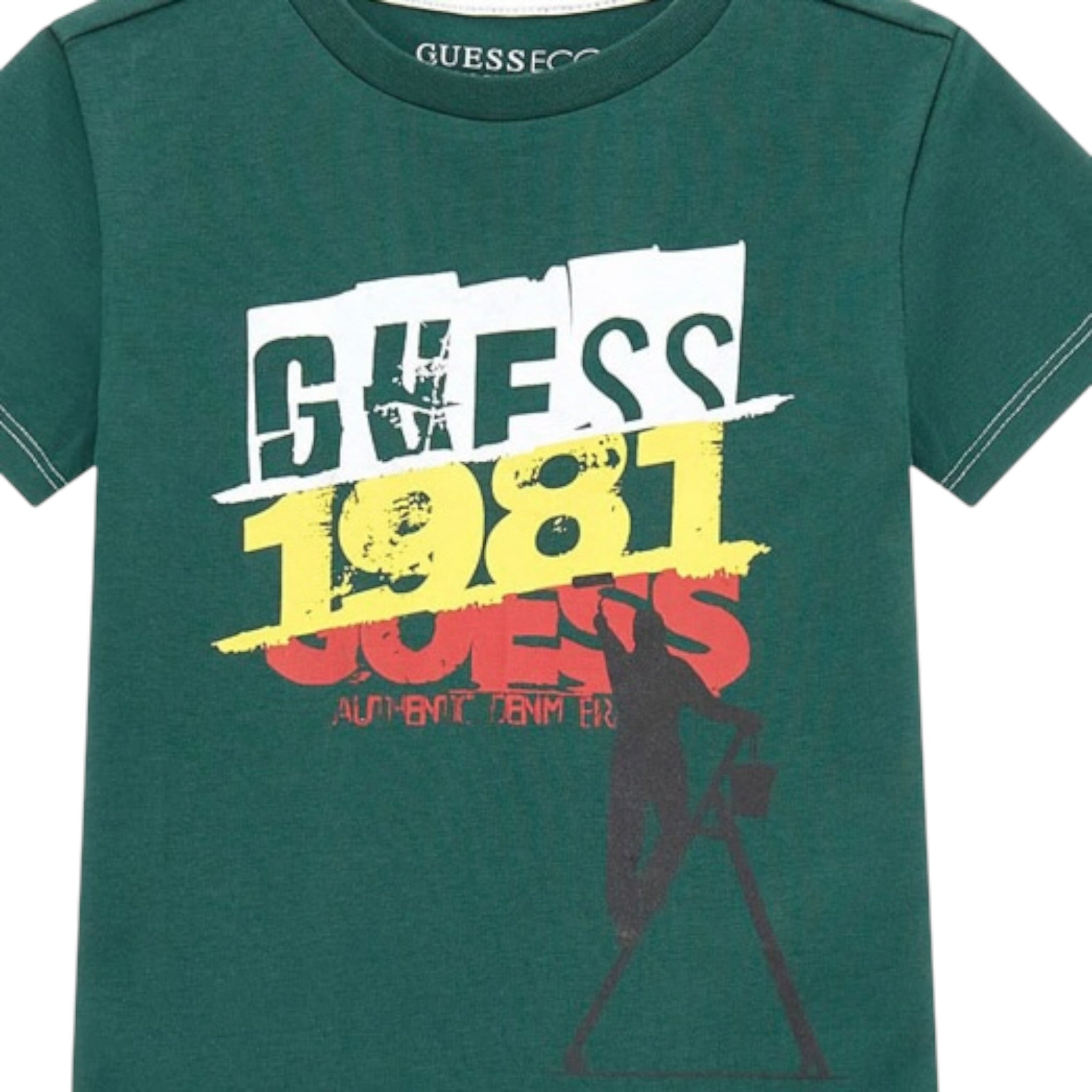 Guess T-Shirt tinta unita con Stampa Verde per Bambino N5RI02K8HM4 VERDE GUESS 