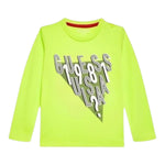 Guess Shirt tinta unita Girocollo con Stampa Verde Acido per Neonato N5YI03K8HM4 VERDE ACIDO GUESS 