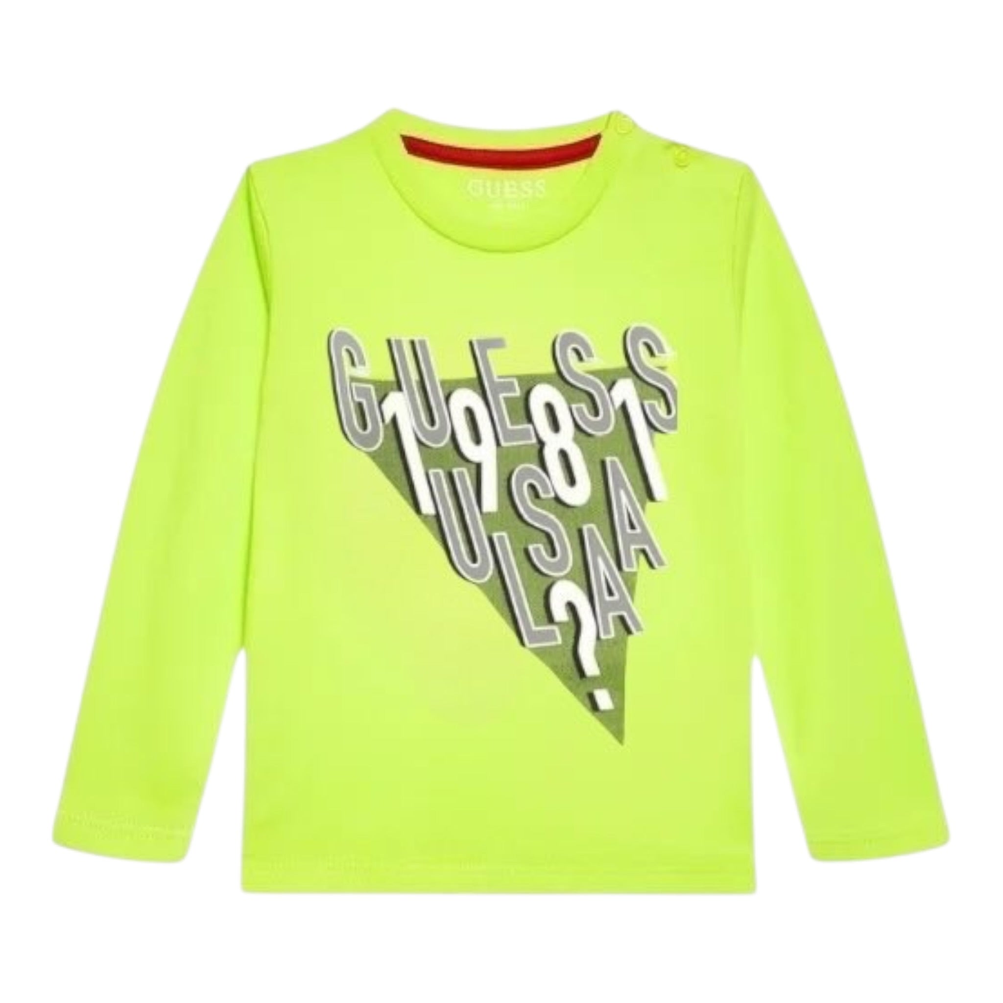 Guess Shirt tinta unita Girocollo con Stampa Verde Acido per Neonato N5YI03K8HM4 VERDE ACIDO GUESS 