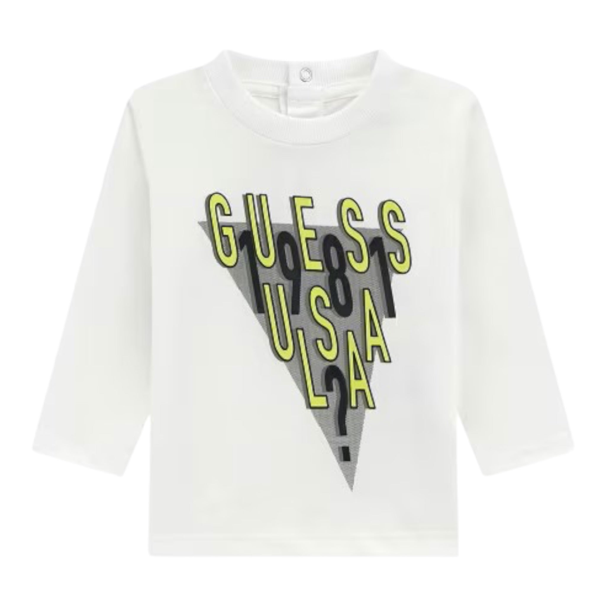 Guess Shirt tinta unita Girocollo con Stampa Bianco per Neonato N5YI03K8HM4X BIANCO GUESS 