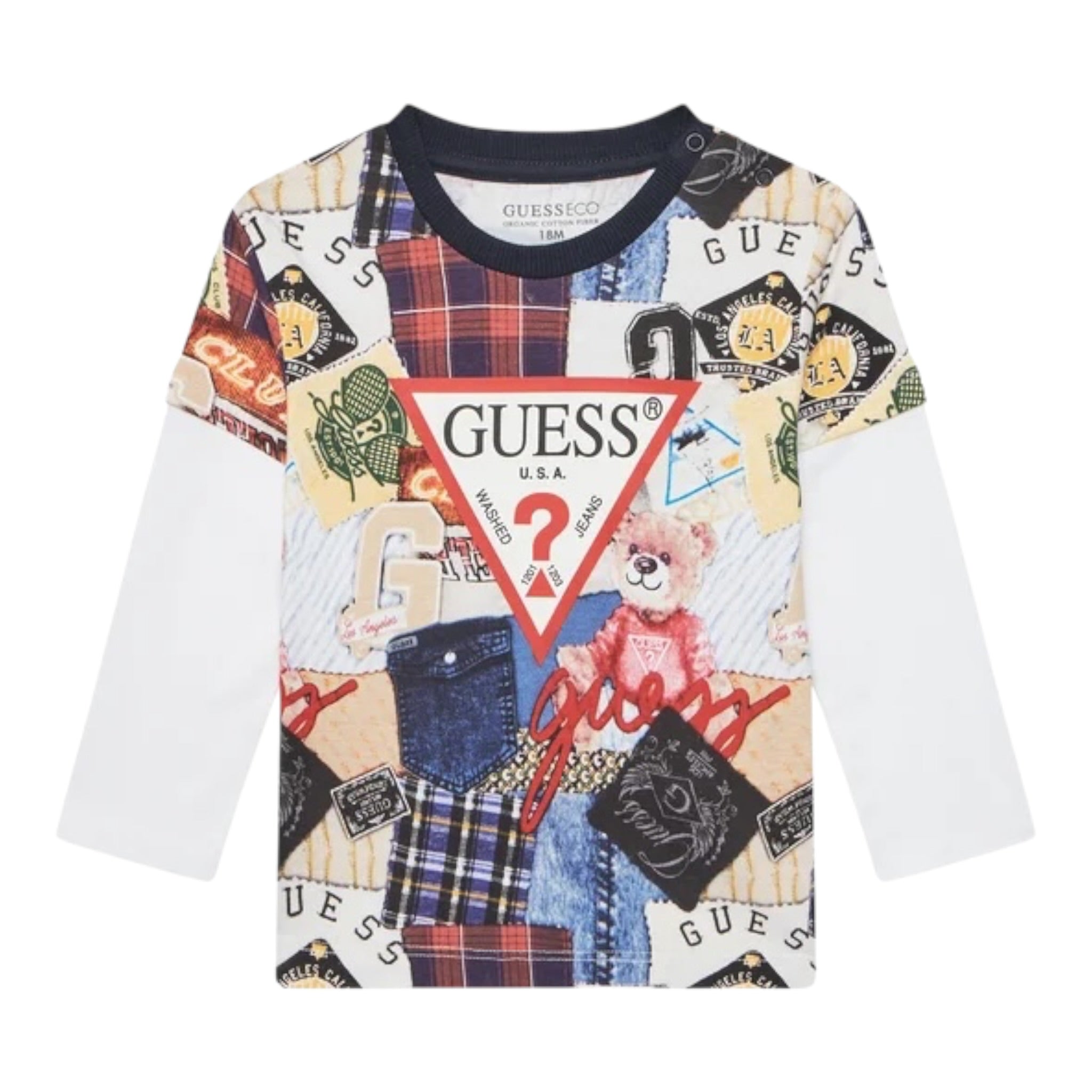 Guess Shirt tinta unita con Fantasia Panna per Neonato N5YI09K8HM4 PANNA GUESS 