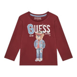 Guess Shirt tinta unita Girocollo con Stampa Bordeaux per Neonato N5YI23K8HM4XXN BORDEAUX GUESS 