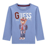 Guess Shirt tinta unita Girocollo con Stampa Azzurro per Neonato N5YI23K8HM4XXX AZZURRO GUESS 