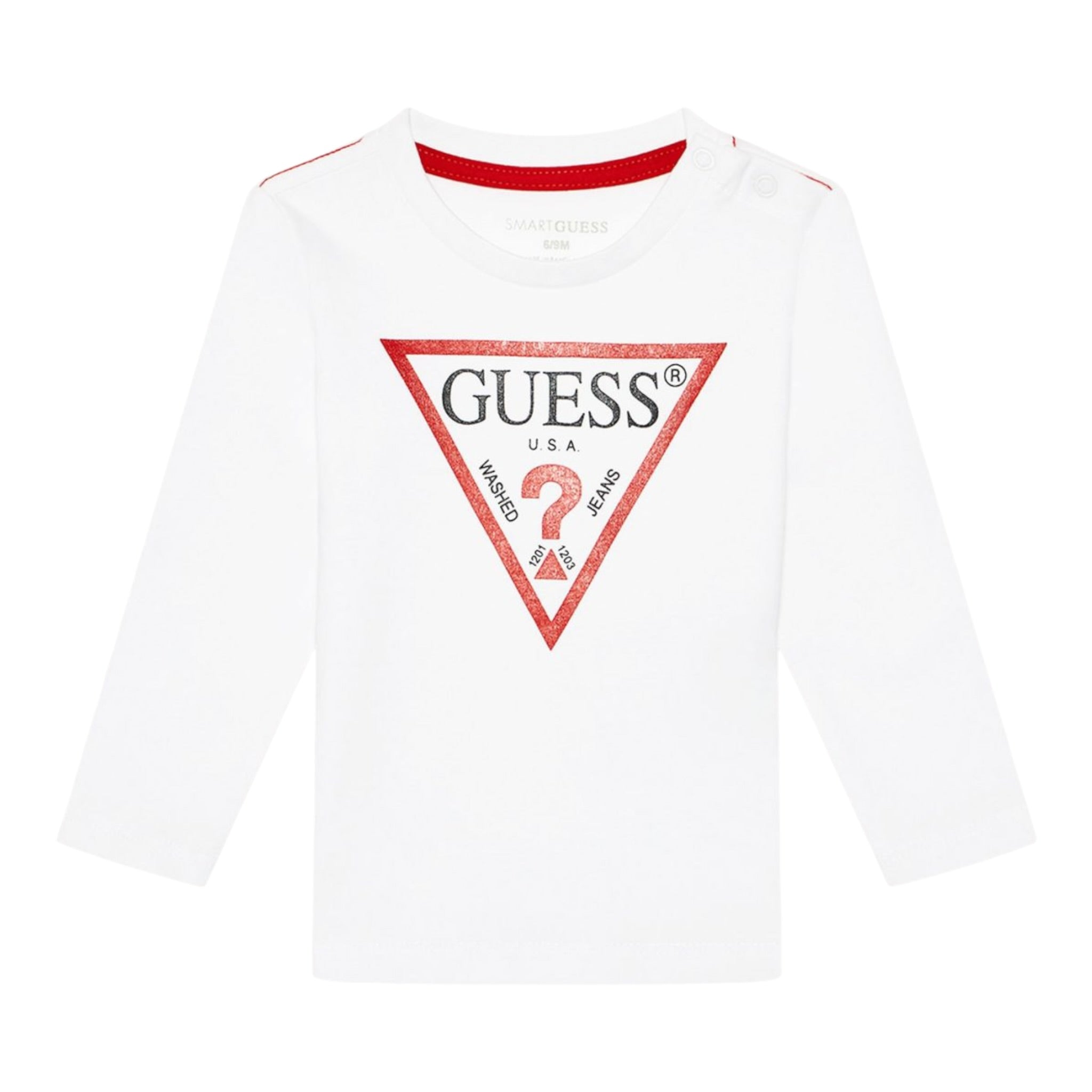 Guess Shirt tinta unita con Stampa Bianco per Neonato N84I24K8HM0X BIANCO GUESS 