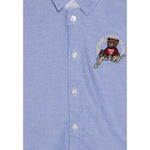 Guess Camicia tinta unita con Logo Azzurro per Bambino NRRH10W9CL0 AZZURRO GUESS 