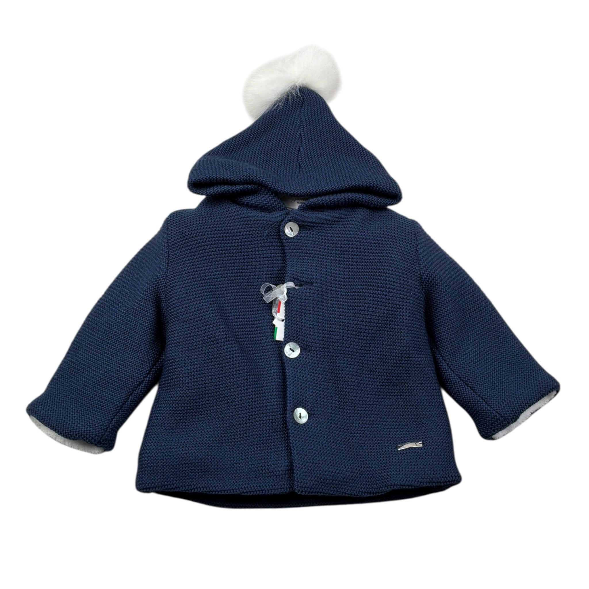 I Delfi Cappotto tinta unita con Cappuccio Blu per Neonato 24A4154 BLU I DELFI 