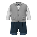 I Delfi Completo 4Pz Papillon-Camicia-Gilet-Salopette Grigio per Neonato 24A4298 GRIGIO I DELFI 