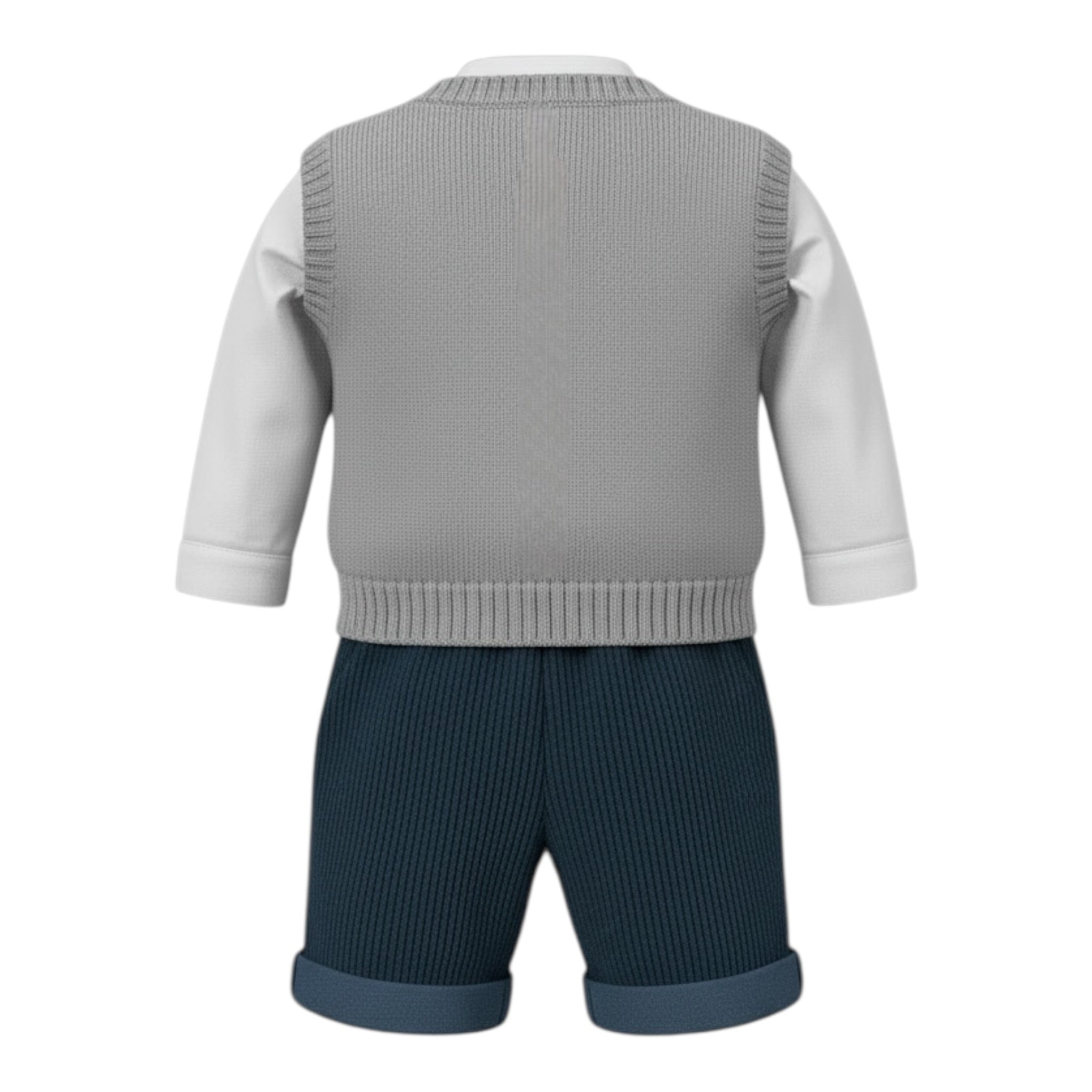 I Delfi Completo 4Pz Papillon-Camicia-Gilet-Salopette Grigio per Neonato 24A4298 GRIGIO I DELFI 