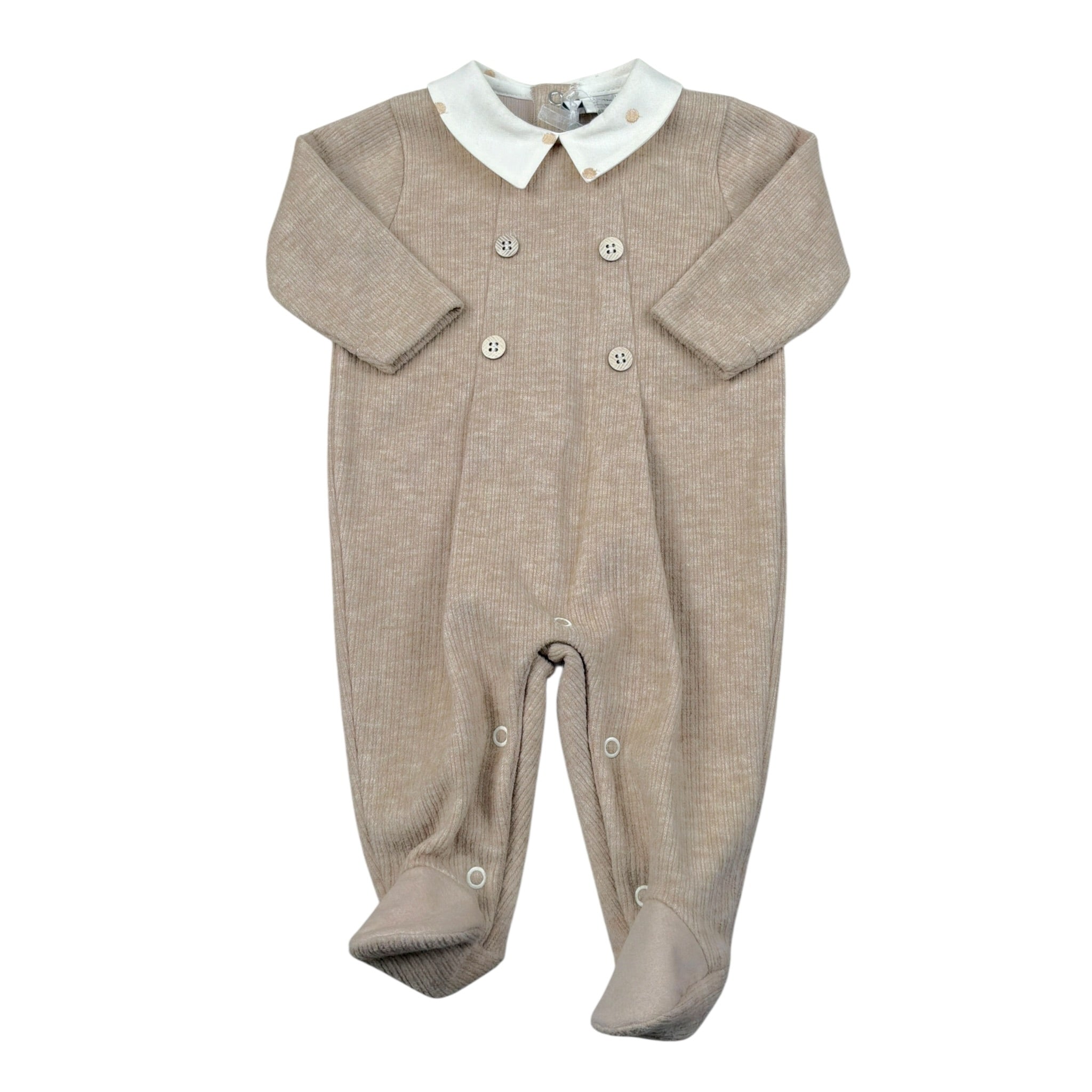 I Delfi Tutina tinta unita con Colletto Beige per Neonato 24A4320 BEIGE I DELFI 