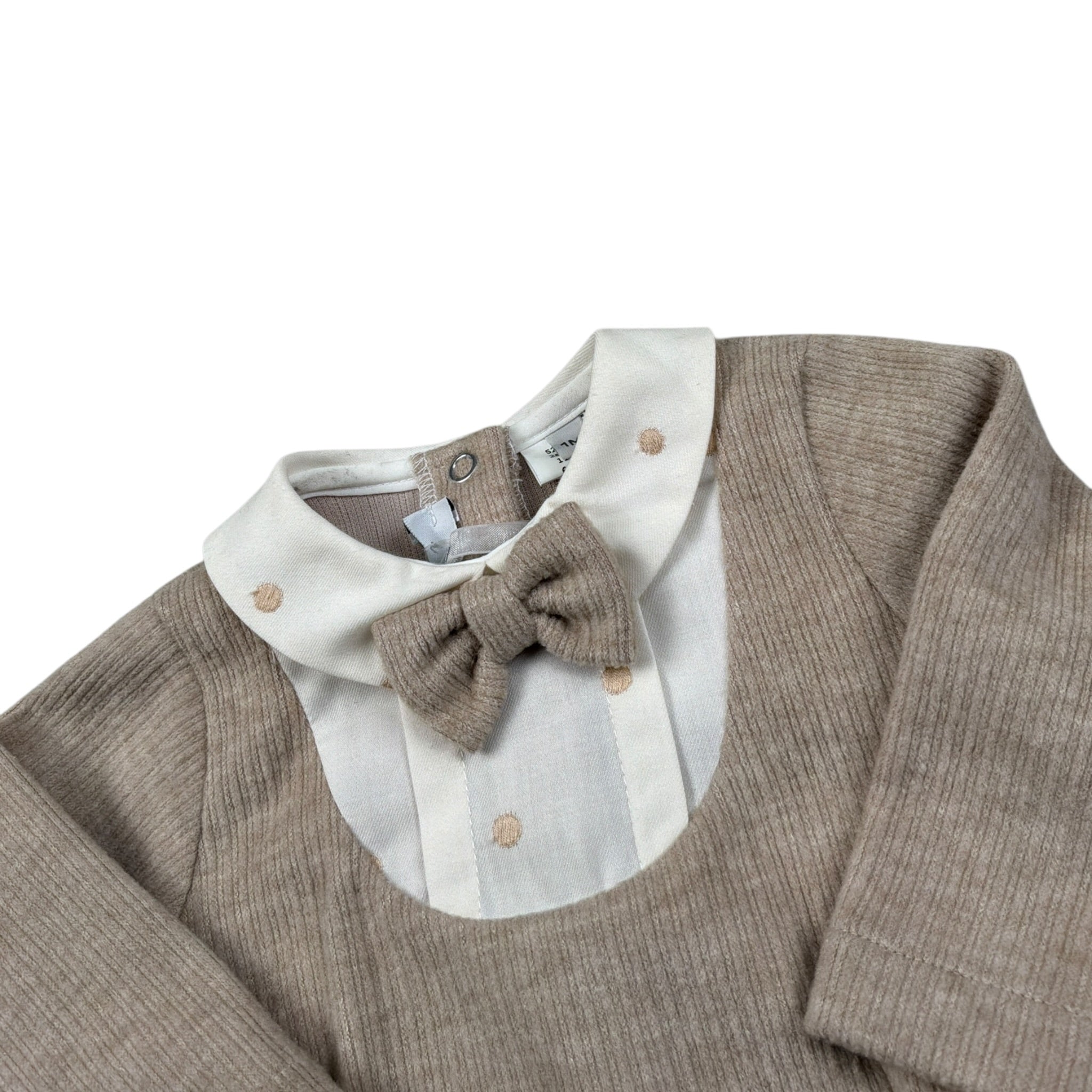 I Delfi Pagliaccetto Bicolore con Colletto Beige per Neonato 24A4331 BEIGE I DELFI 