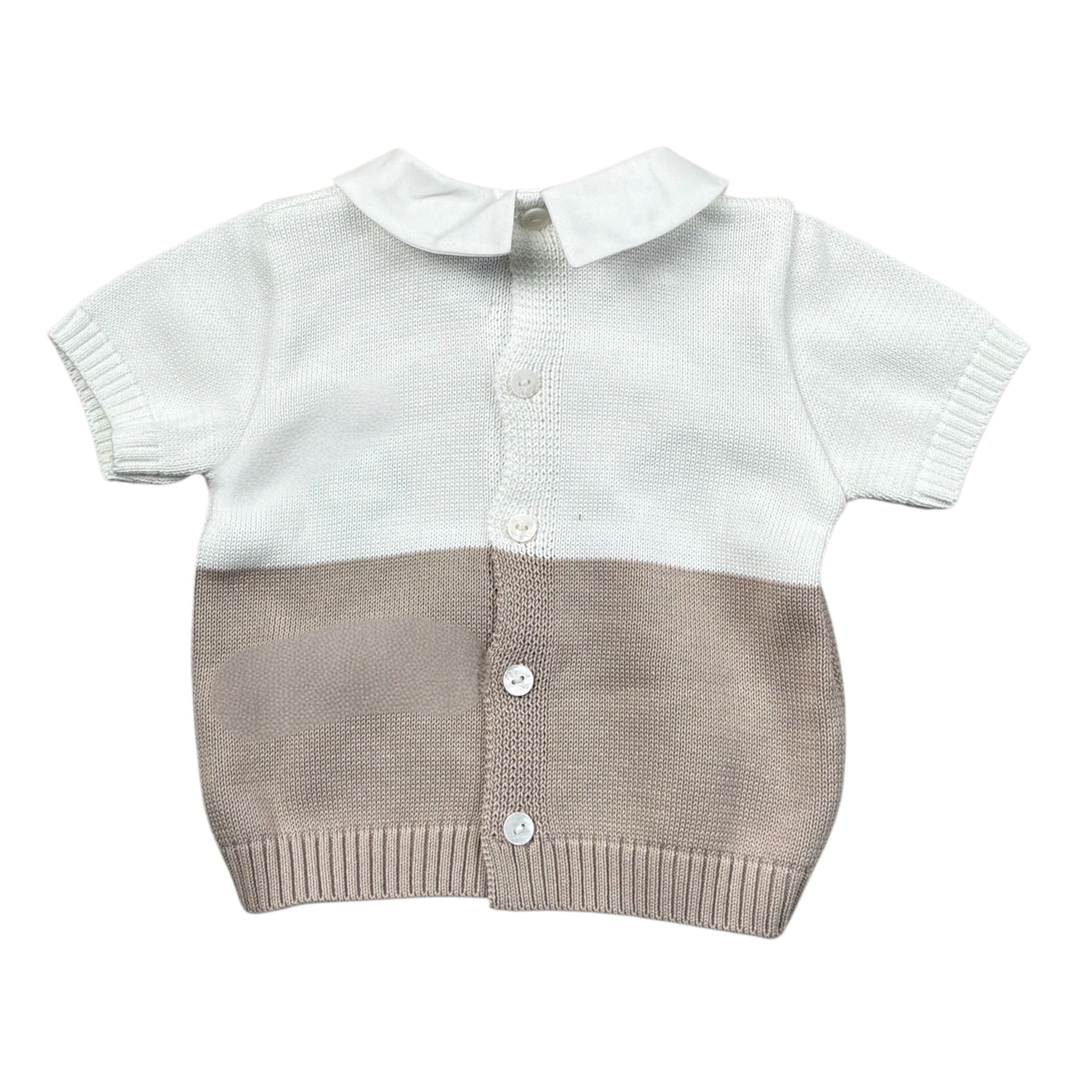 I Delfi Maglia Bicolore Mezza Manica Bianco/Beige per Neonata 24P3328 BIANCO/BEIGE I DELFI 