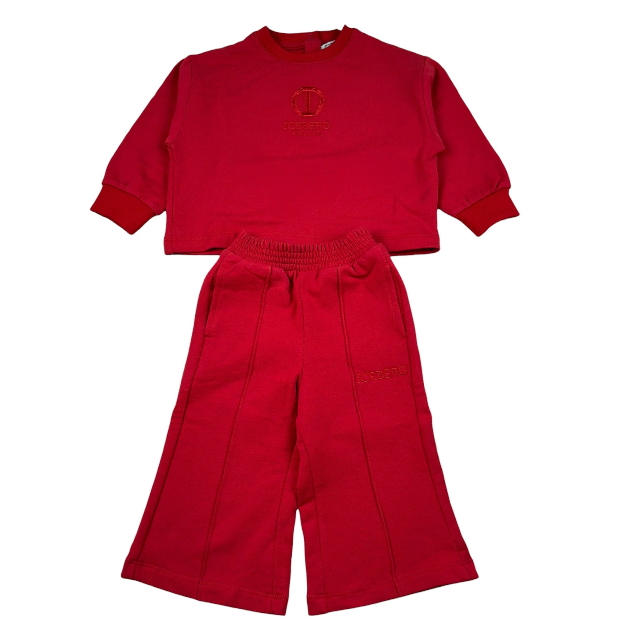 Iceberg Completo 2Pz Felpa-Pantalone con Stampa Rosso per Bambina COMICE6354B ROSSO ICEBERG 