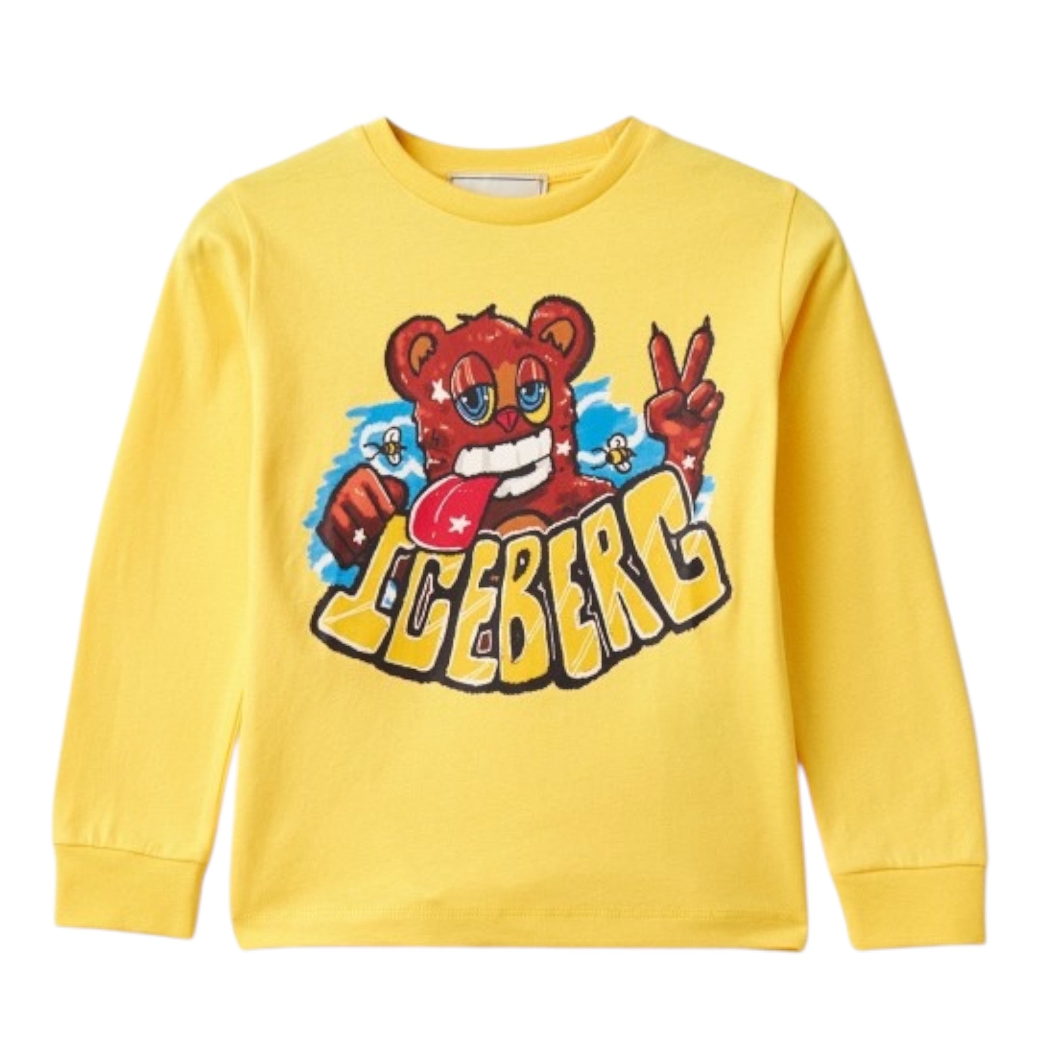 Iceberg Felpa tinta unita Girocollo con Stampa Giallo per Bambino MFICE6312J GIALLO ICEBERG 