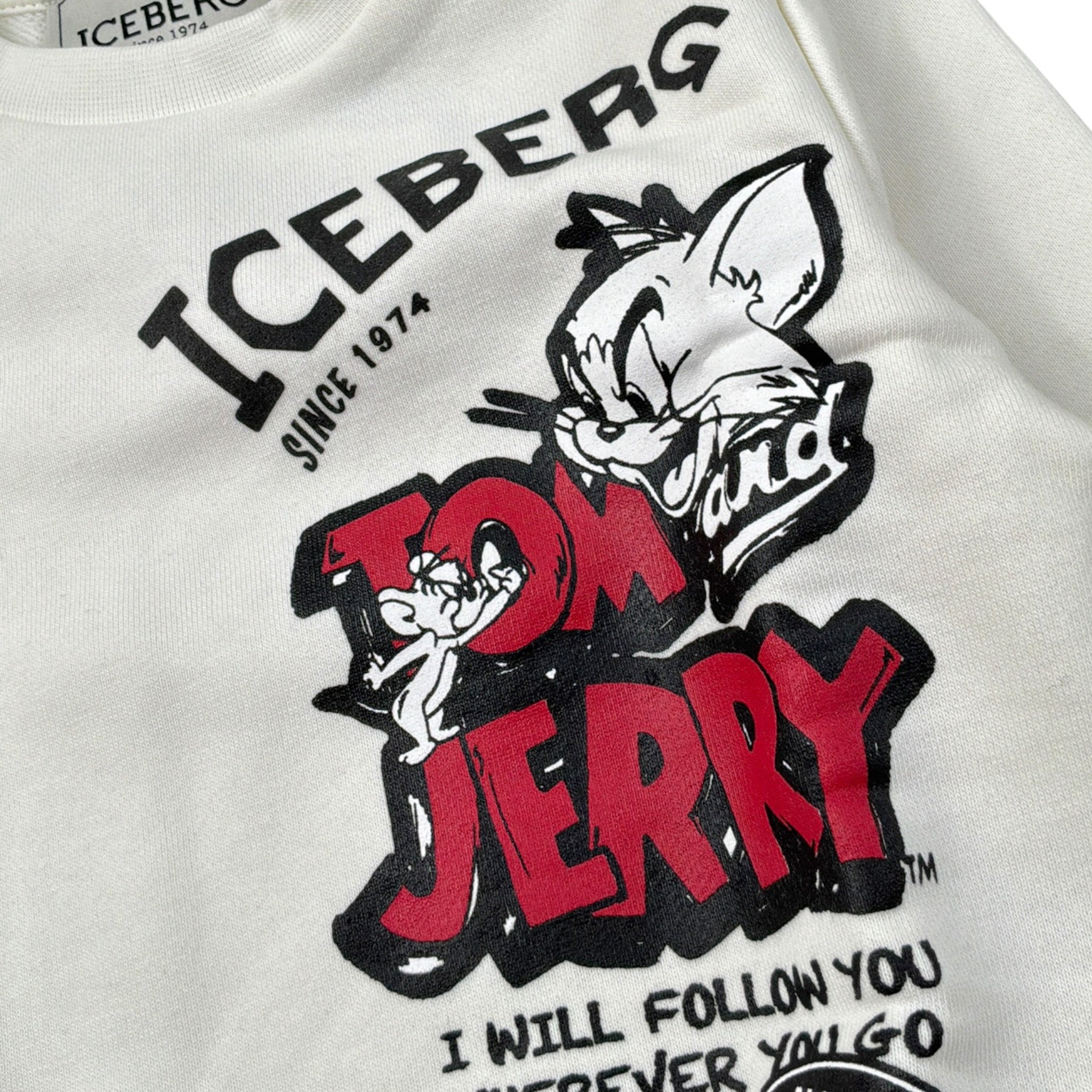 Iceberg Felpa Girocollo tinta unita con Stampa Bianco per Bambino MFICE6326B BIANCO ICEBERG 