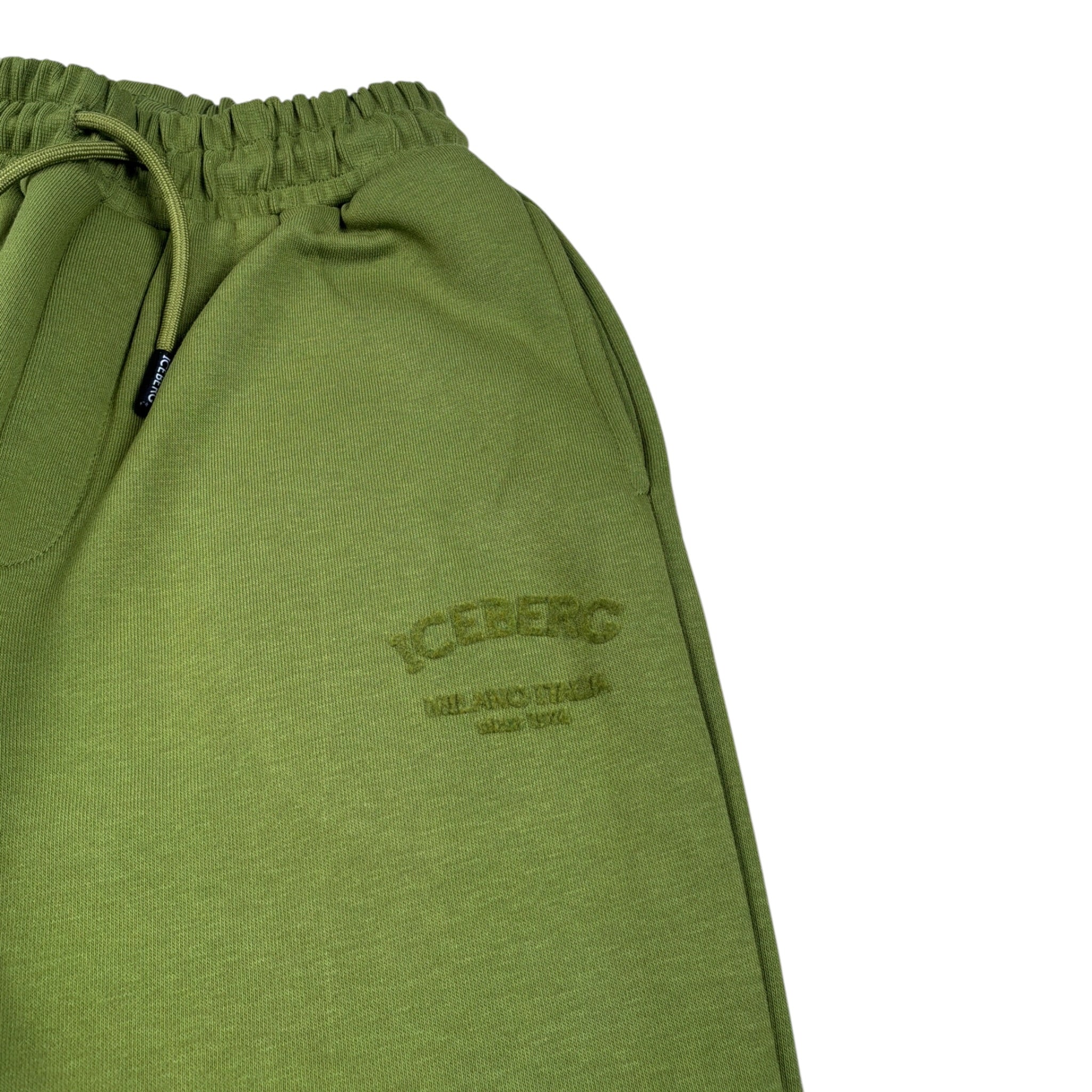 Iceberg Pantalone Tuta tinta unita con Logo Verde per Bambino PFICE6301J VERDE ICEBERG 