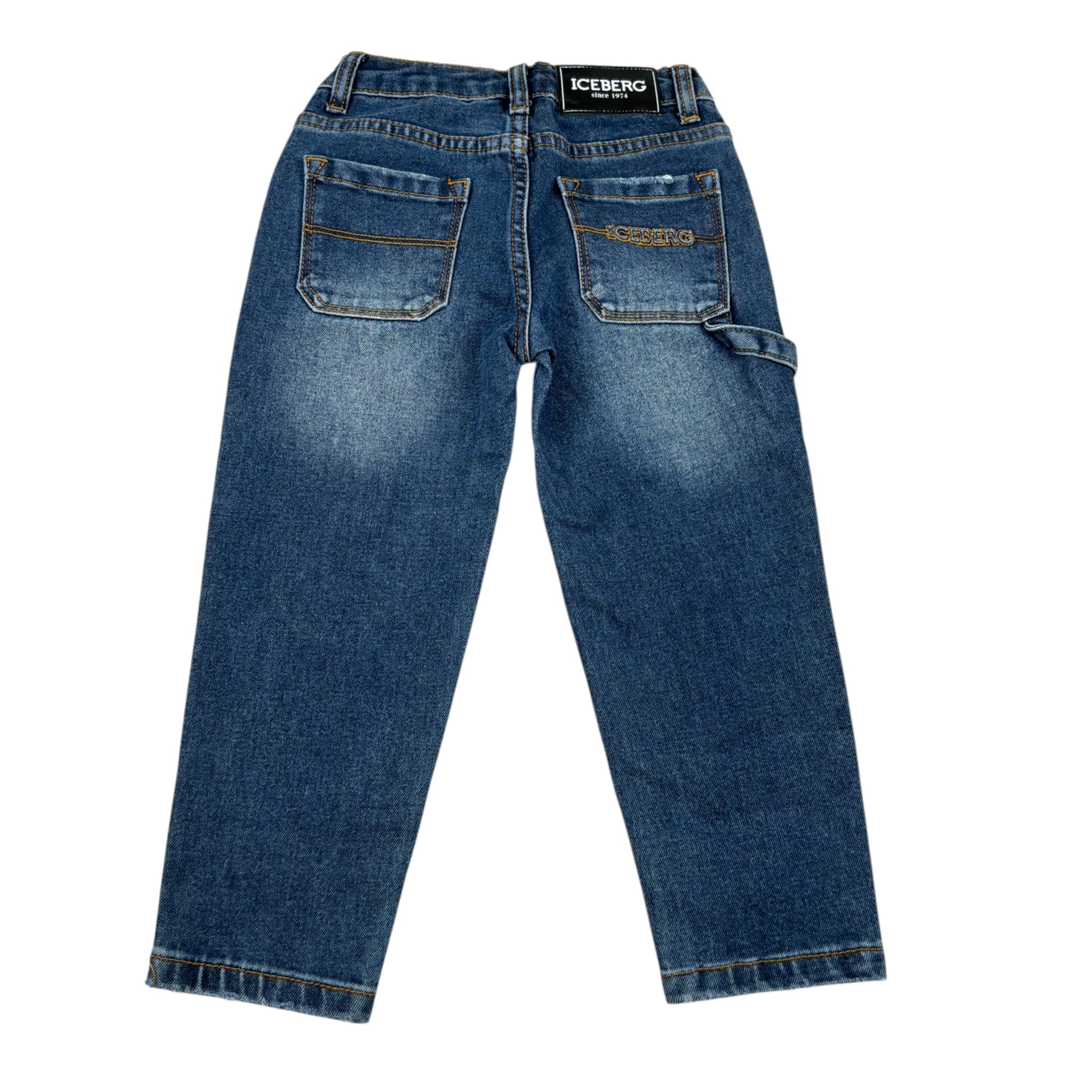 Iceberg Jeans tinta unita con Girovita Regolabile Blu per Bambino PTICE6301B BLU ICEBERG 