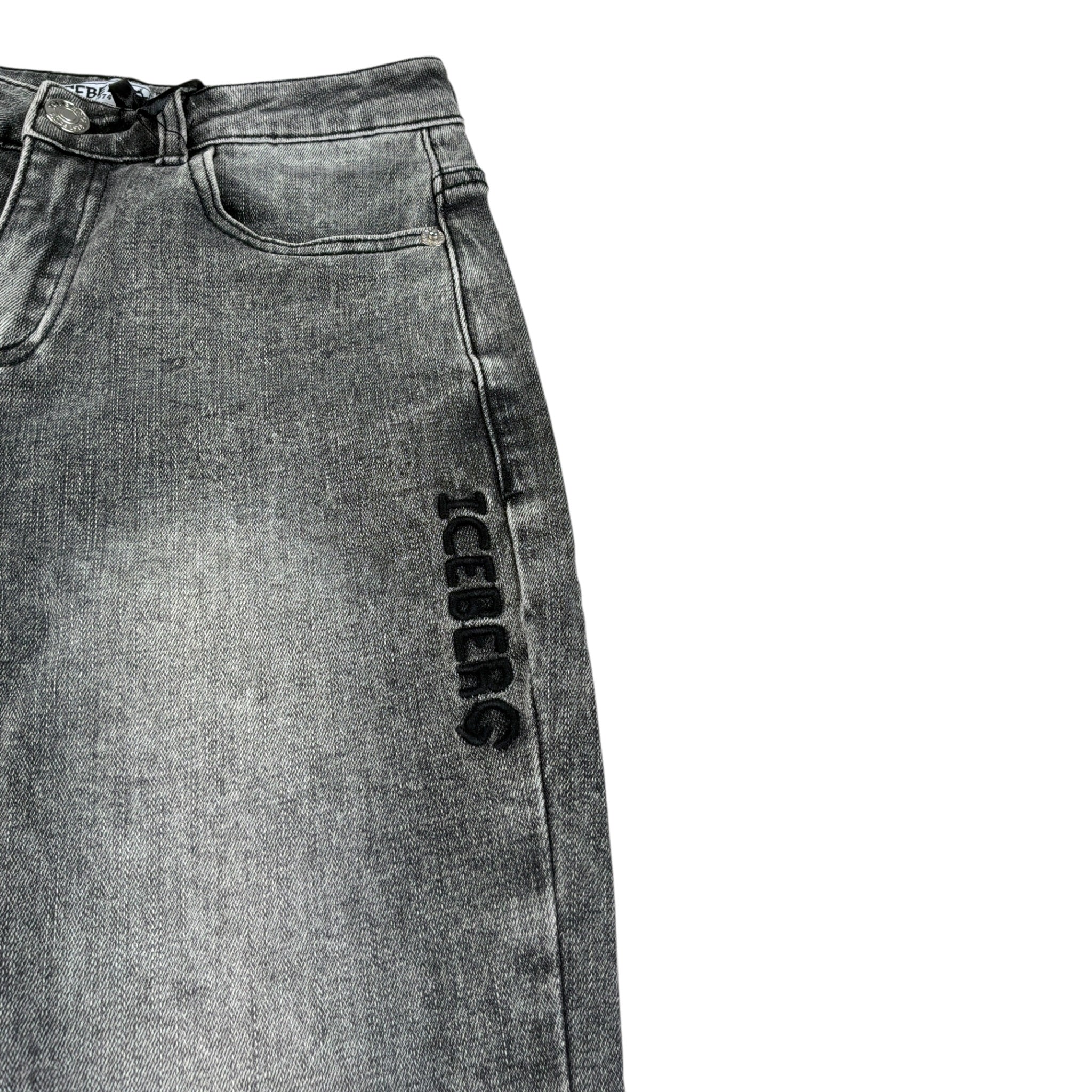 Iceberg Jeans tinta unita con Girovita Regolabile Nero per Bambino PTICE6308J NERO ICEBERG 
