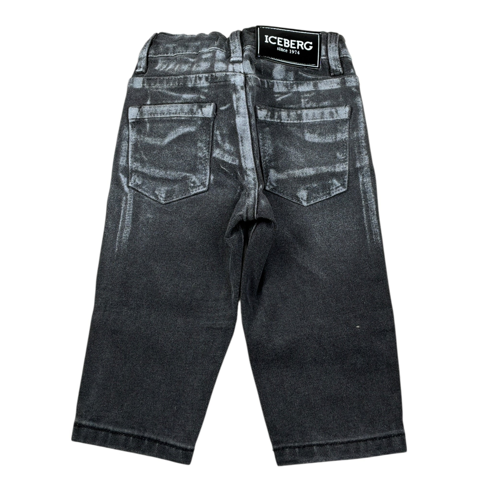 Iceberg Jeans tinta unita con Girovita Regolabile Nero per Bambino PTICE6313BJ NERO ICEBERG 