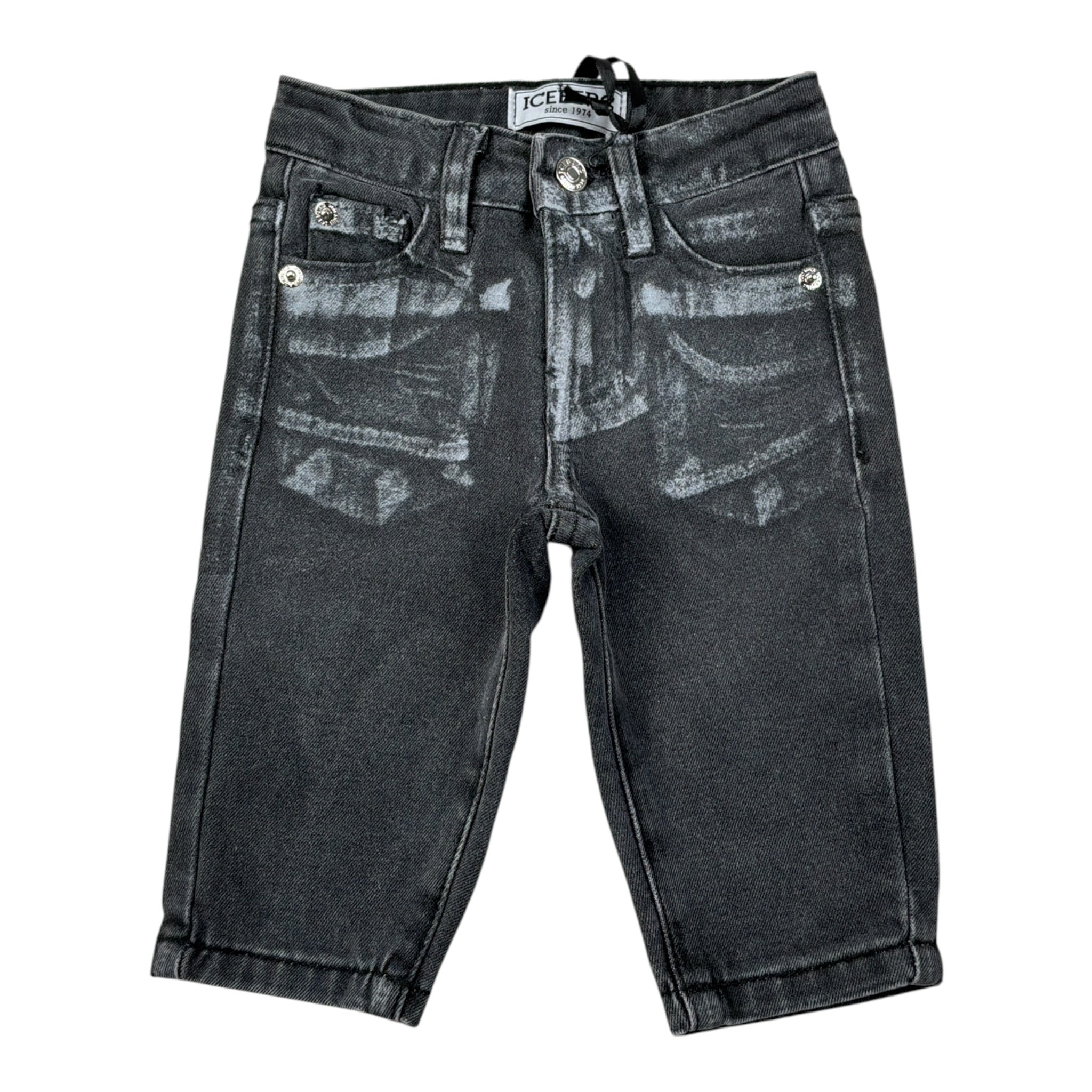 Iceberg Jeans tinta unita con Girovita Regolabile Nero per Neonato PTICE6313BXX NERO ICEBERG 