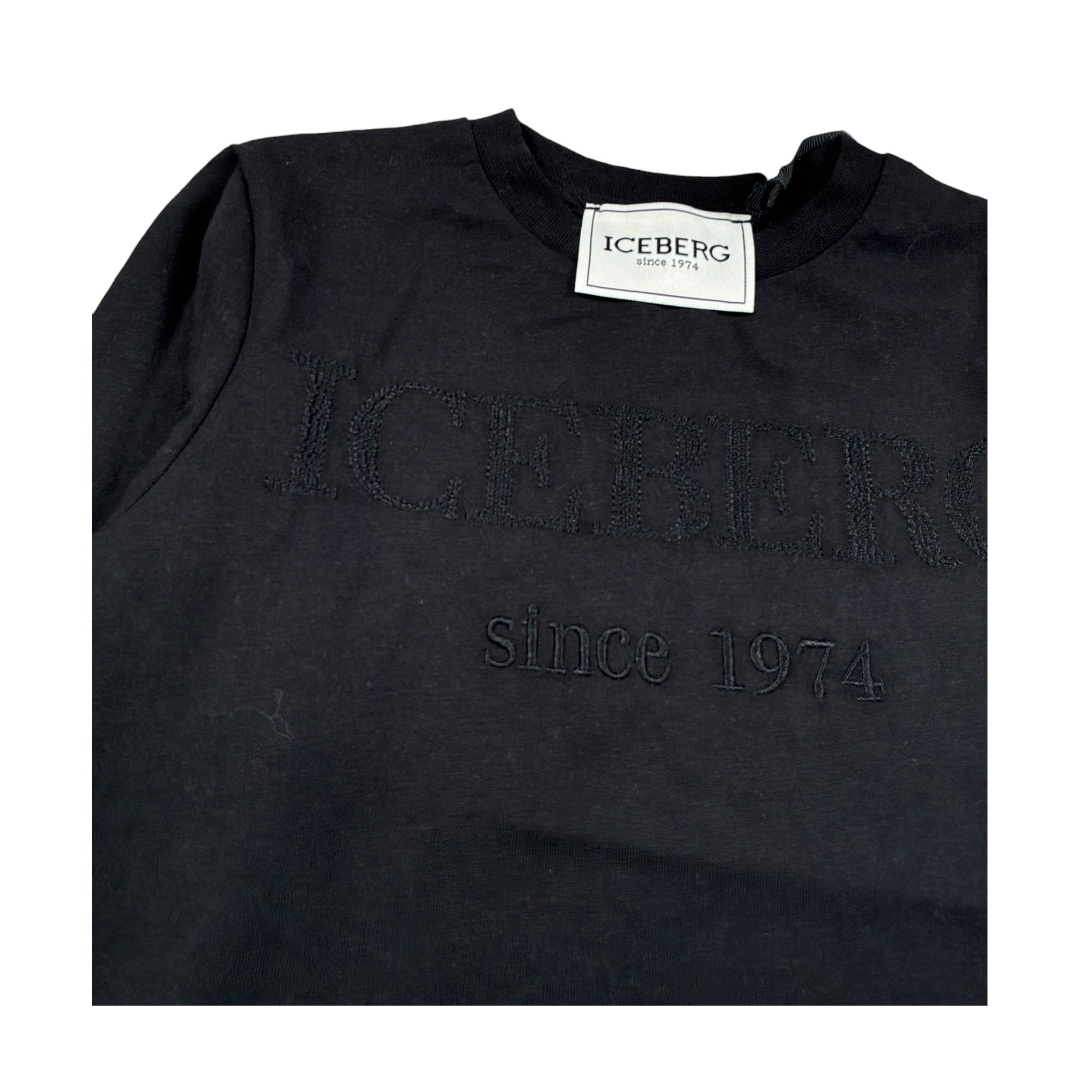 Iceberg Shirt Girocollo tinta unita con Logo Nero per Bambino TSICE6315BJ NERO ICEBERG 