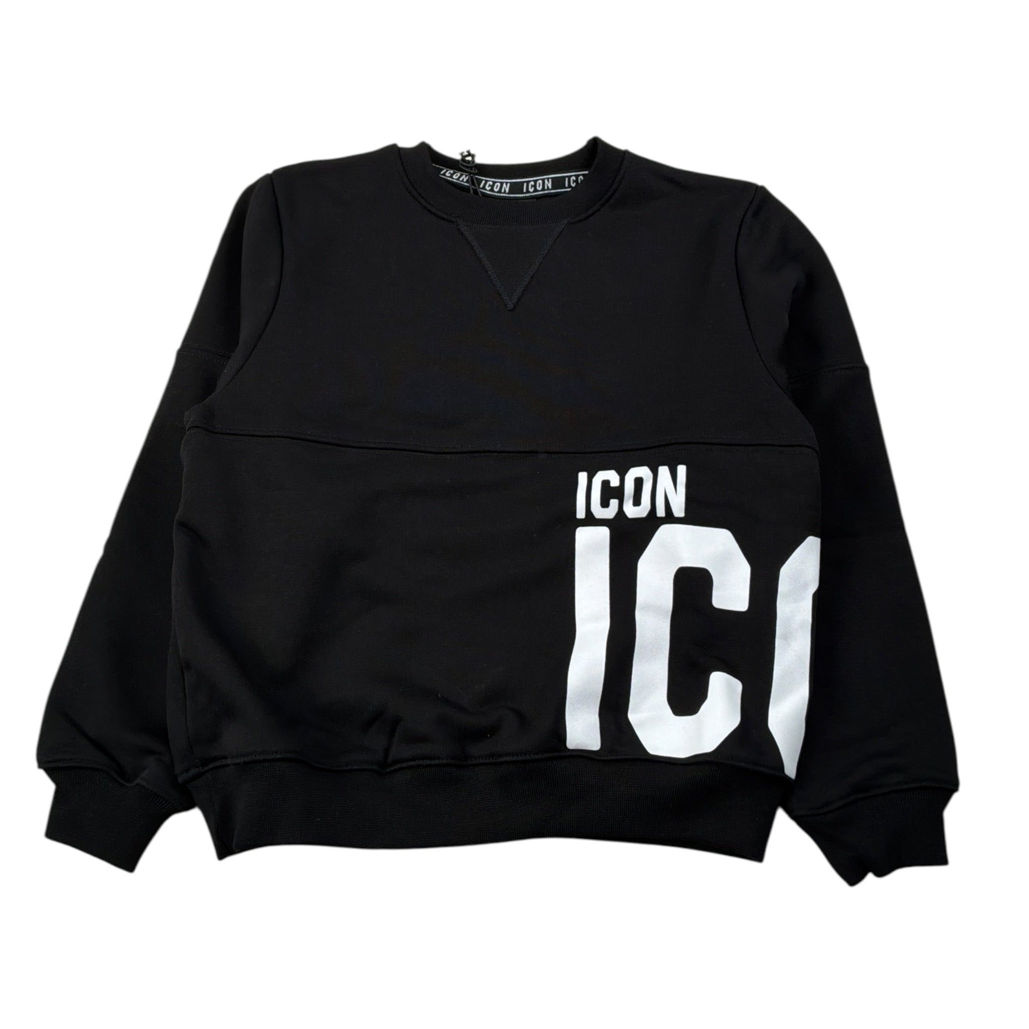 Icon Felpa Chiusa Girocollo tinta unita Nero per Bambino IBSW00740 NERO ICON 