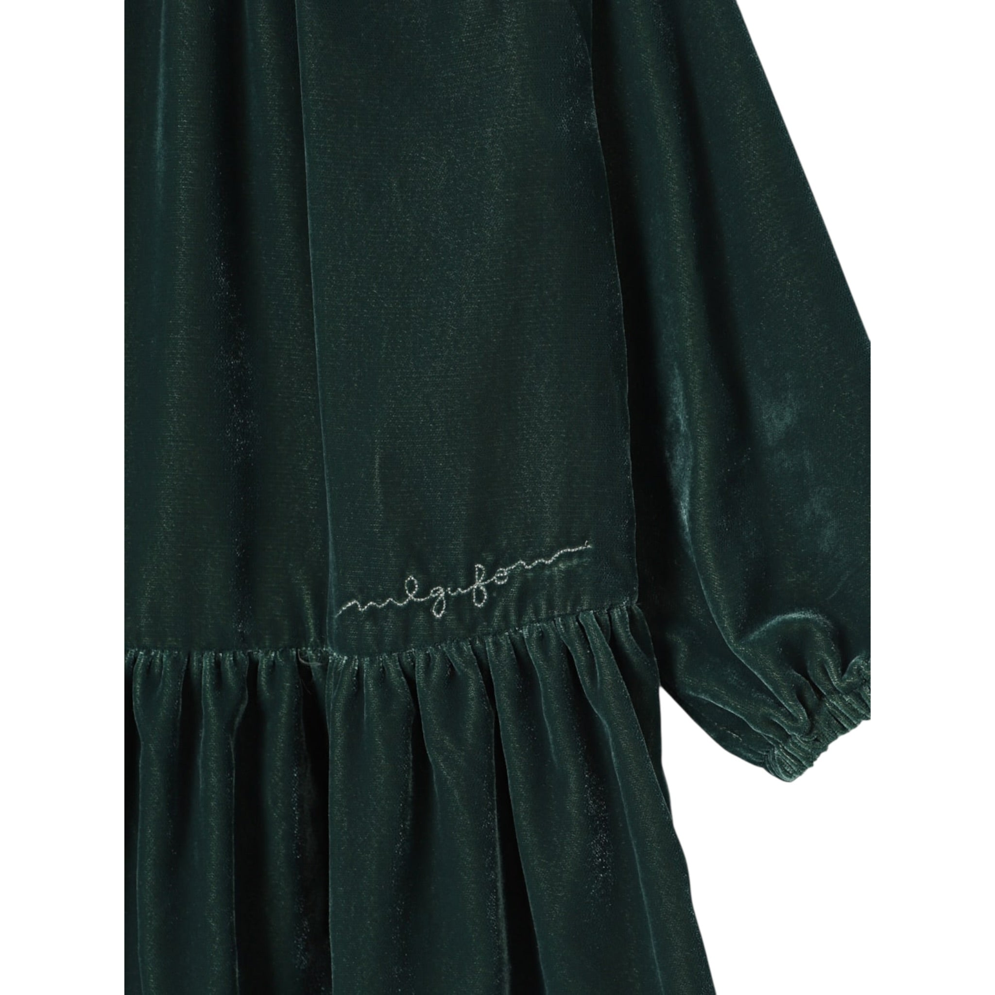 Il Gufo Abito Manica Lunga tinta unita In Velluto Verde per Bambina A25GVL0011V0017 VERDE IL GUFO 