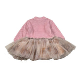 Illiana Abito Manica Lunga Bicolore Rosa/Beige per Neonata 729F ROSA/BEIGE ILLIANA 