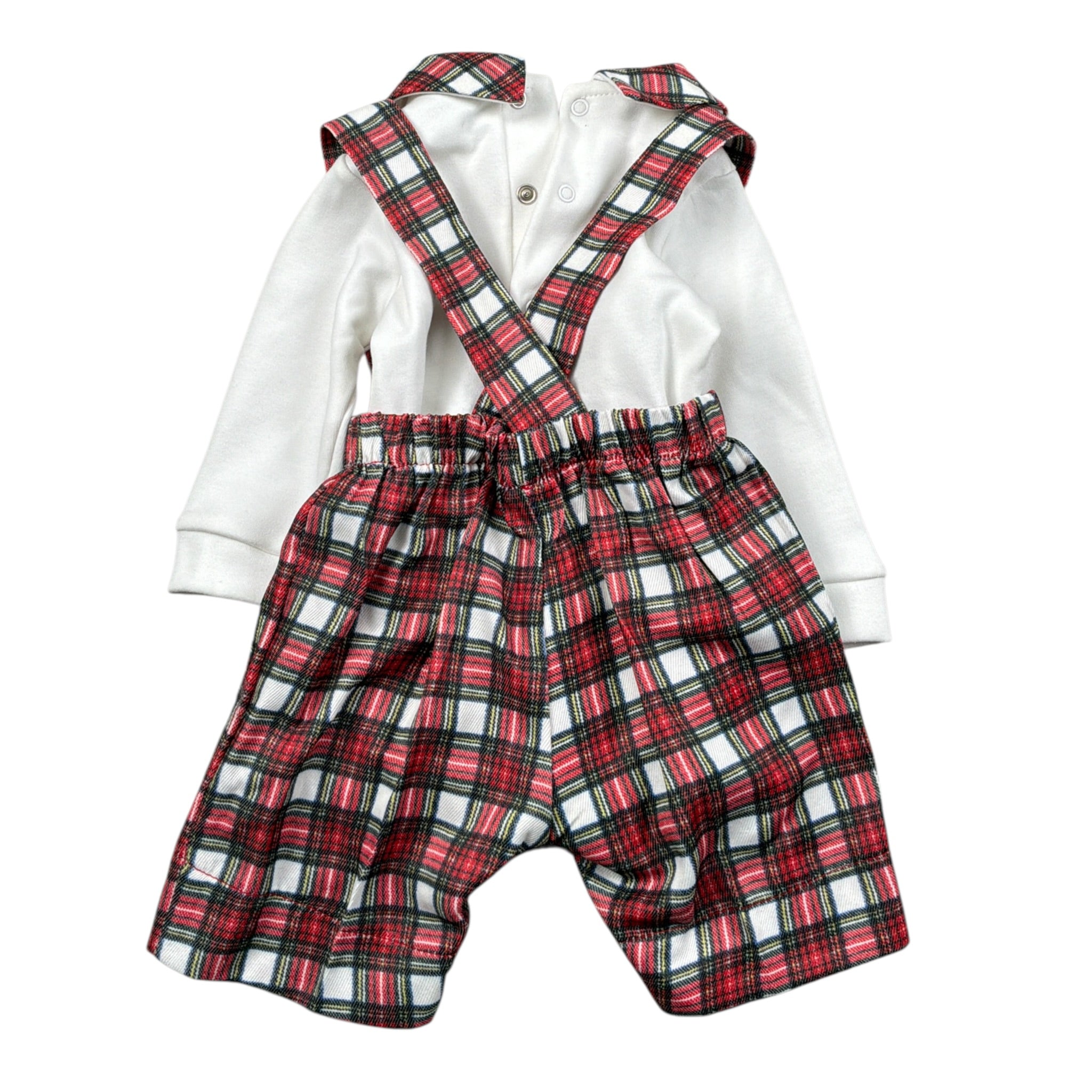 Isabel & Martinez Completo 2Pa Camicia-Salopette con Fantasia Scozzese Bianco/Rosso per Neonato 008135 BIANCO/ROSSO ISABEL & MARTINEZ 