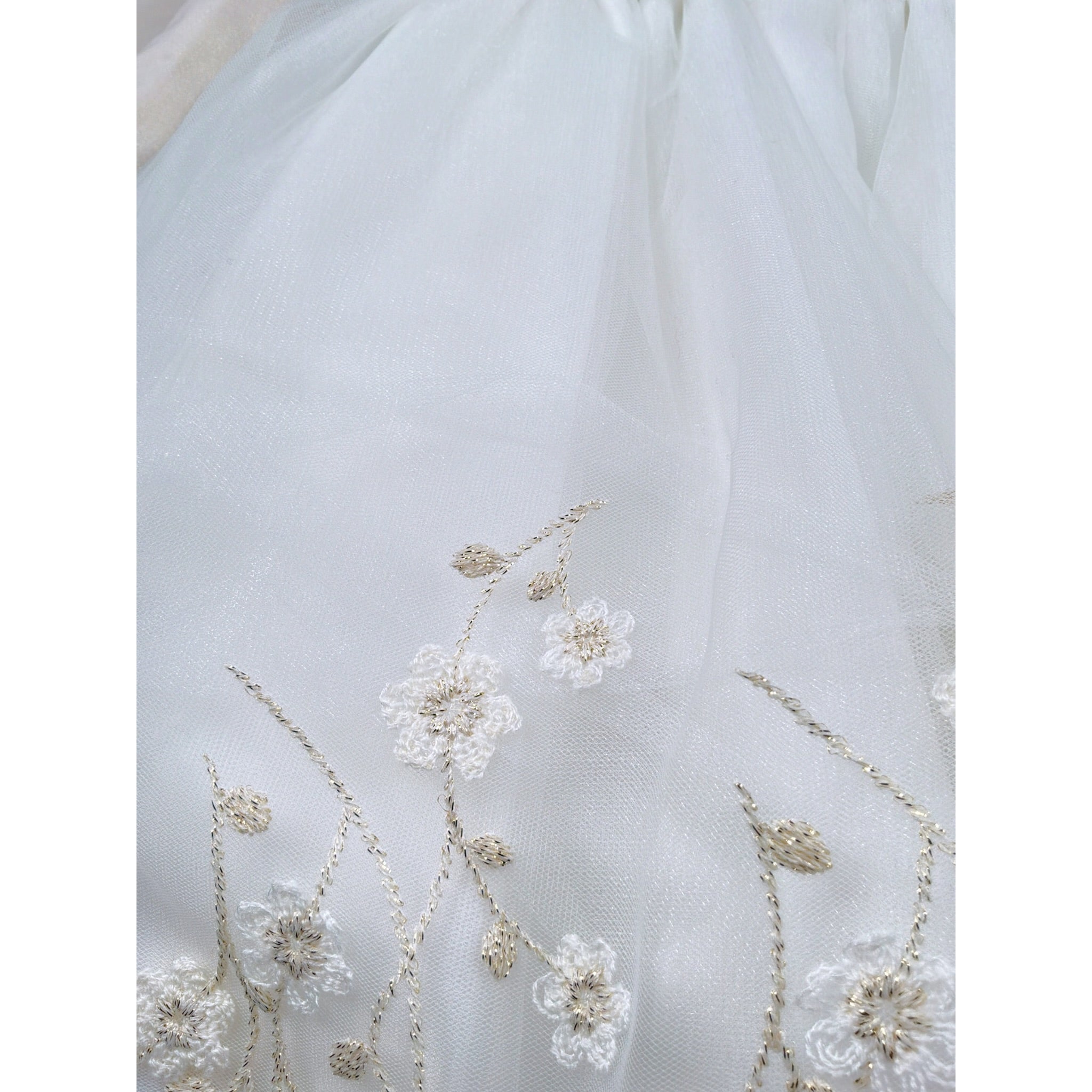 Isabel & Martinez Abito Cerimonia Bicolore con Tulle Bianco per Neonata IM22B70 BIANCO ISABEL & MARTINEZ 