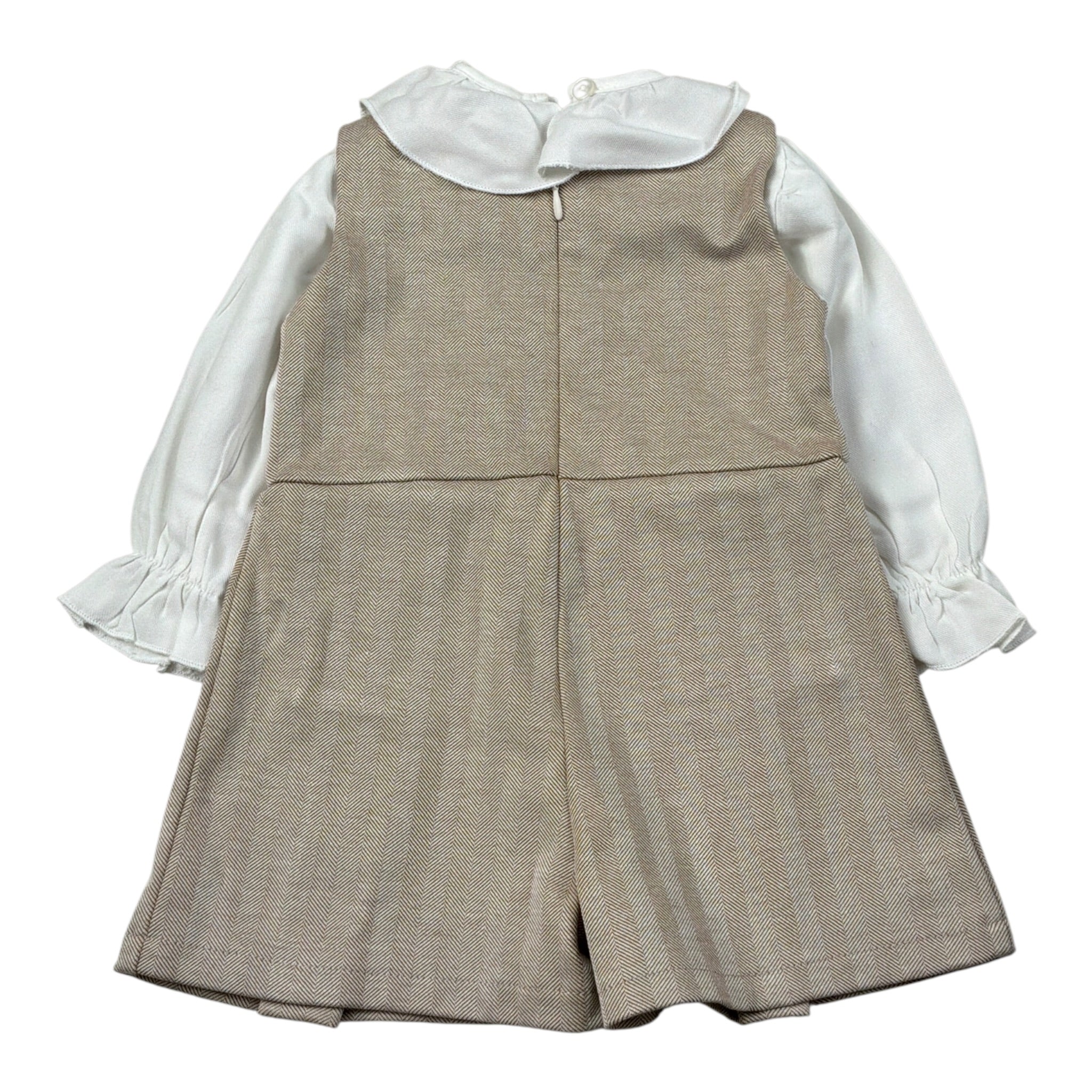 Janice Completo 2Pz Tuta Intera-Camicia Bicolore Beige/Bianco per Neonata JN972N BEIGE/BIANCO JANICE 